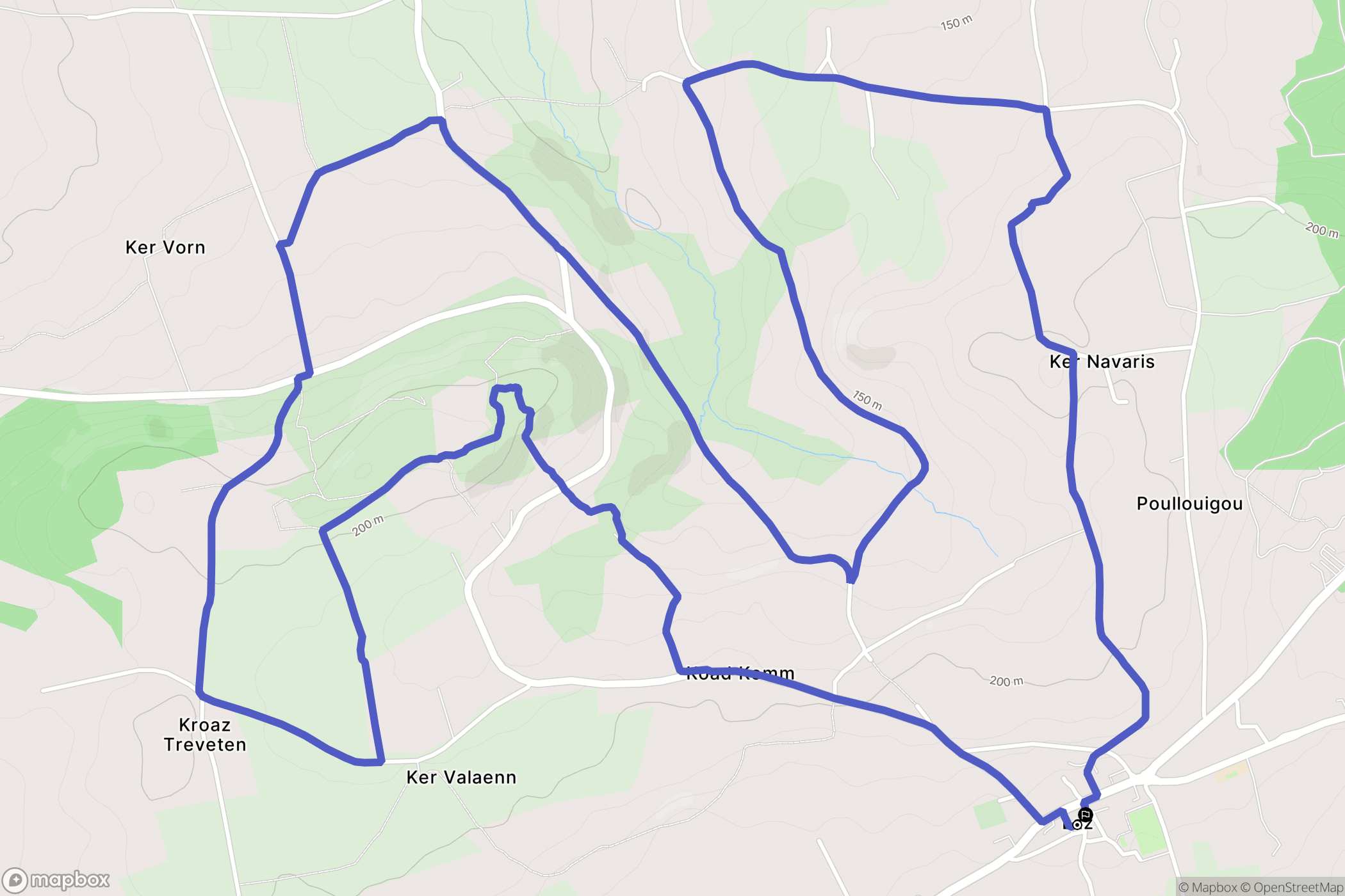 Laz : carte du parcours de randonnée - France