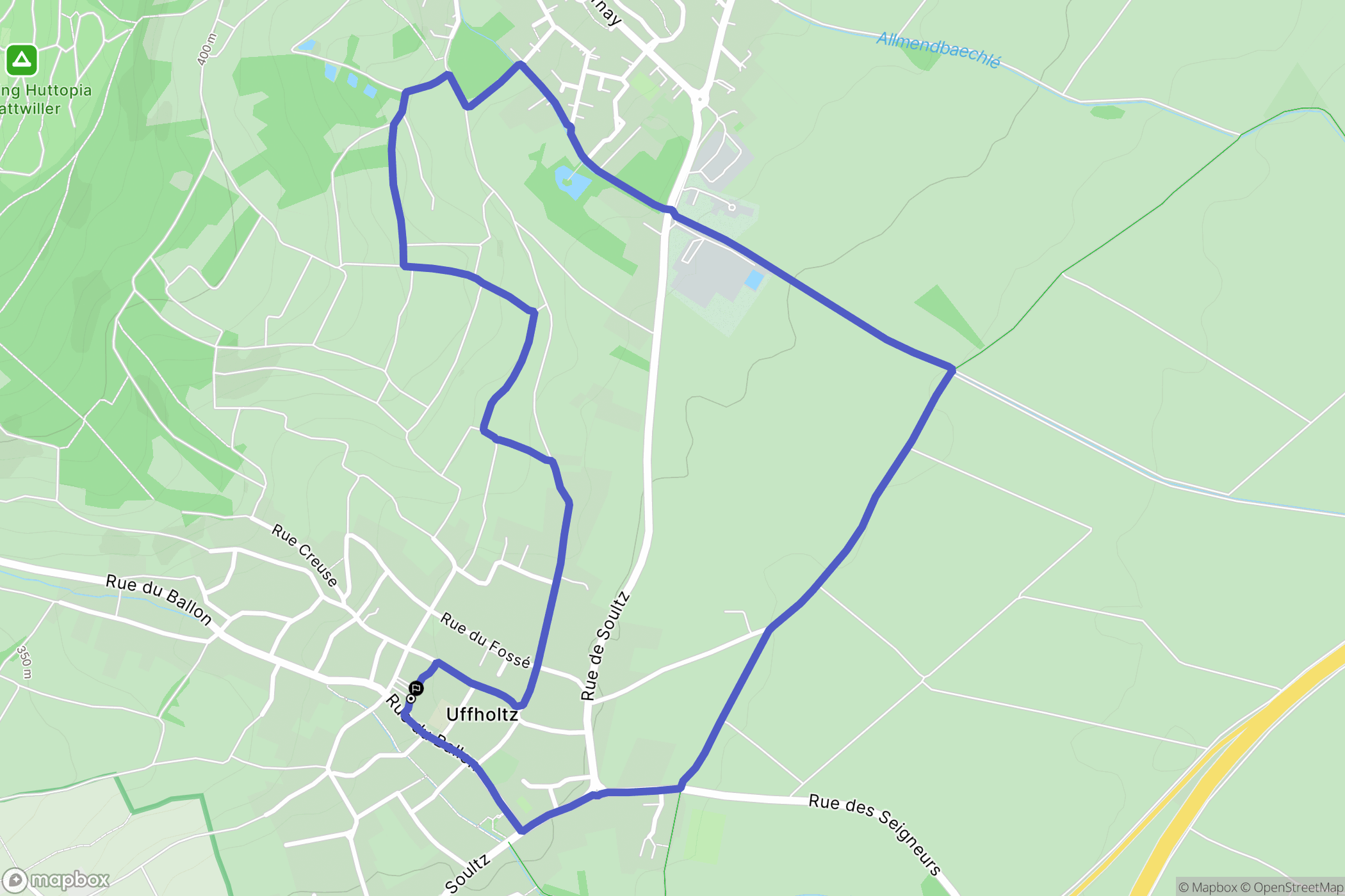 Uffholtz : carte du parcours de randonnée - France