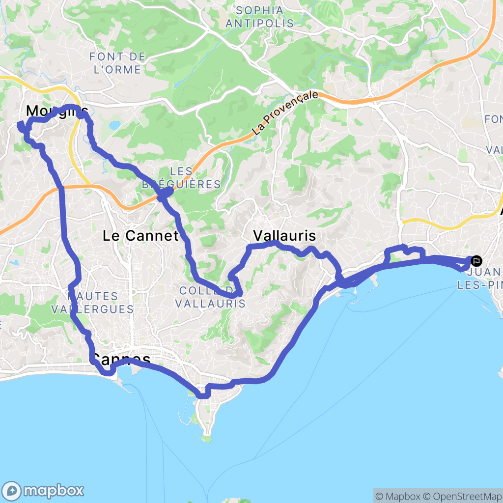 Juan les Pins. : carte du parcours de randonnée - France