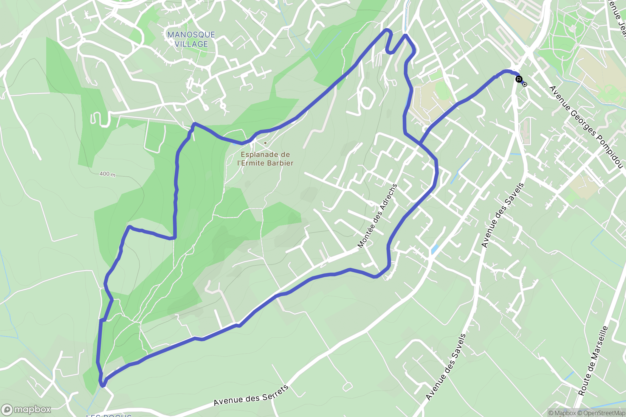 Manosque : carte du parcours de randonnée - France