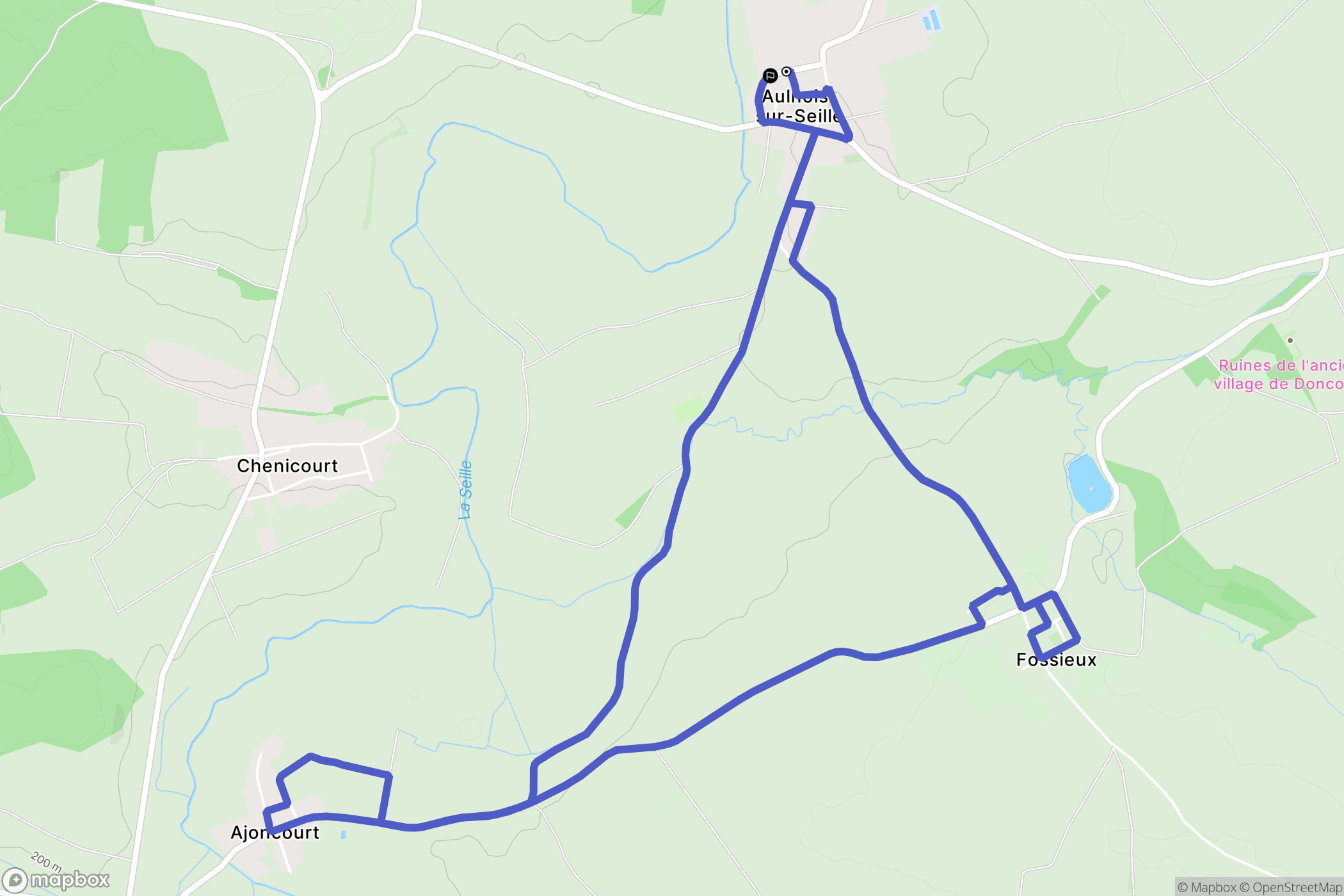 Aulnois-sur-Seille : carte du parcours de randonnée - France