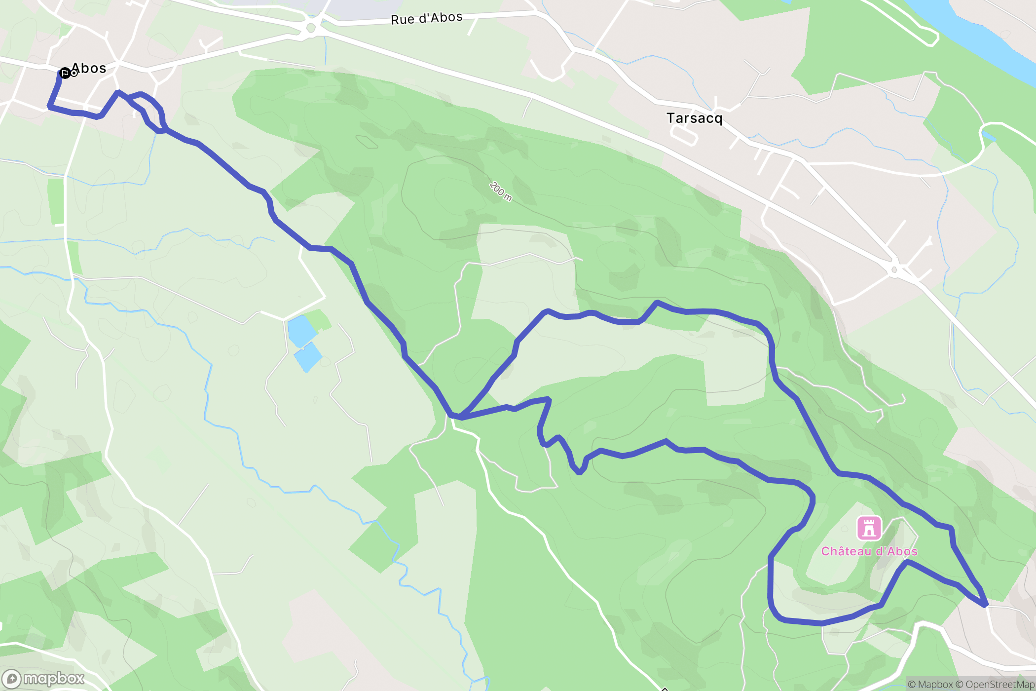 Abos : carte du parcours de randonnée - France