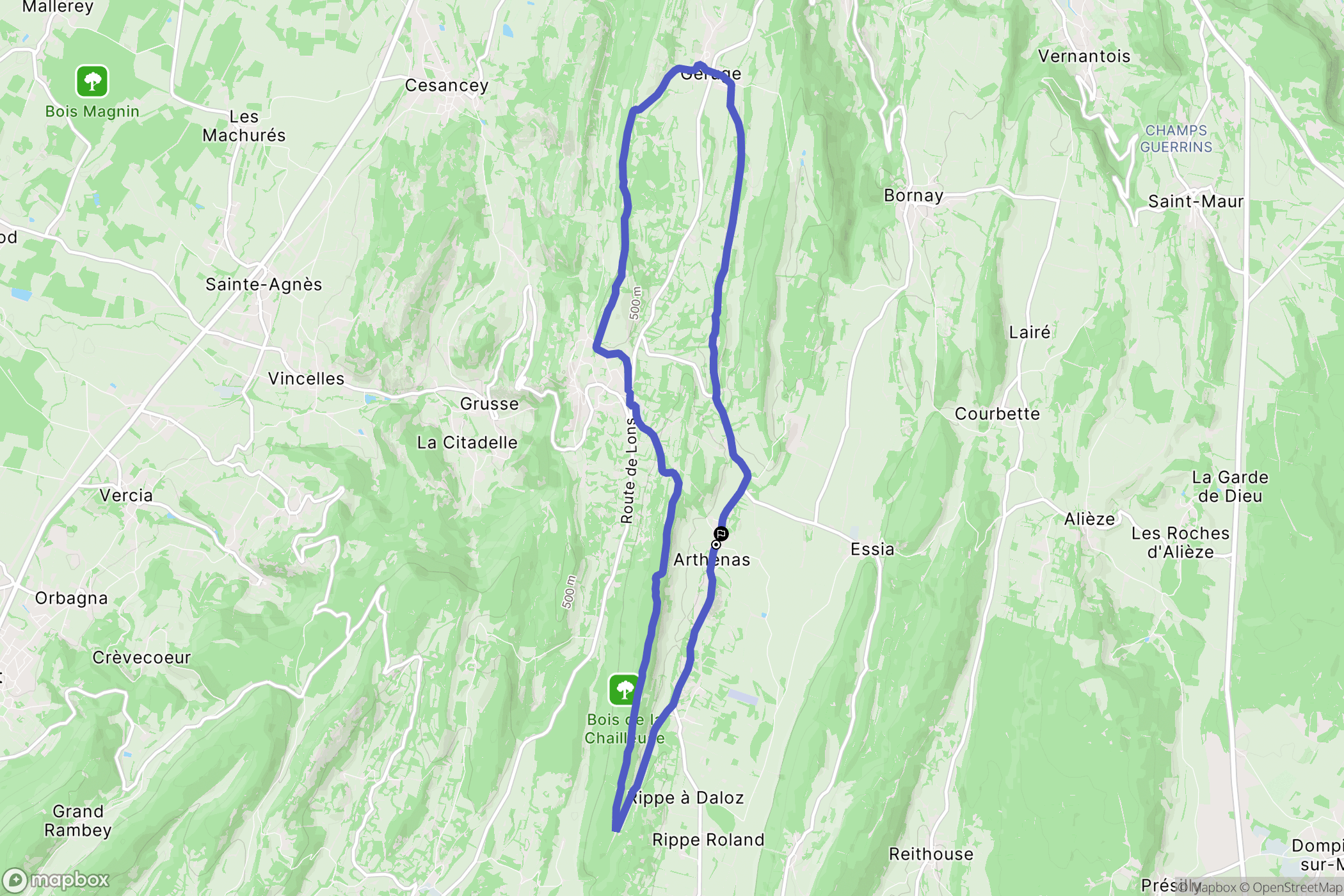 La Chailleuse : carte du parcours de randonnée - France