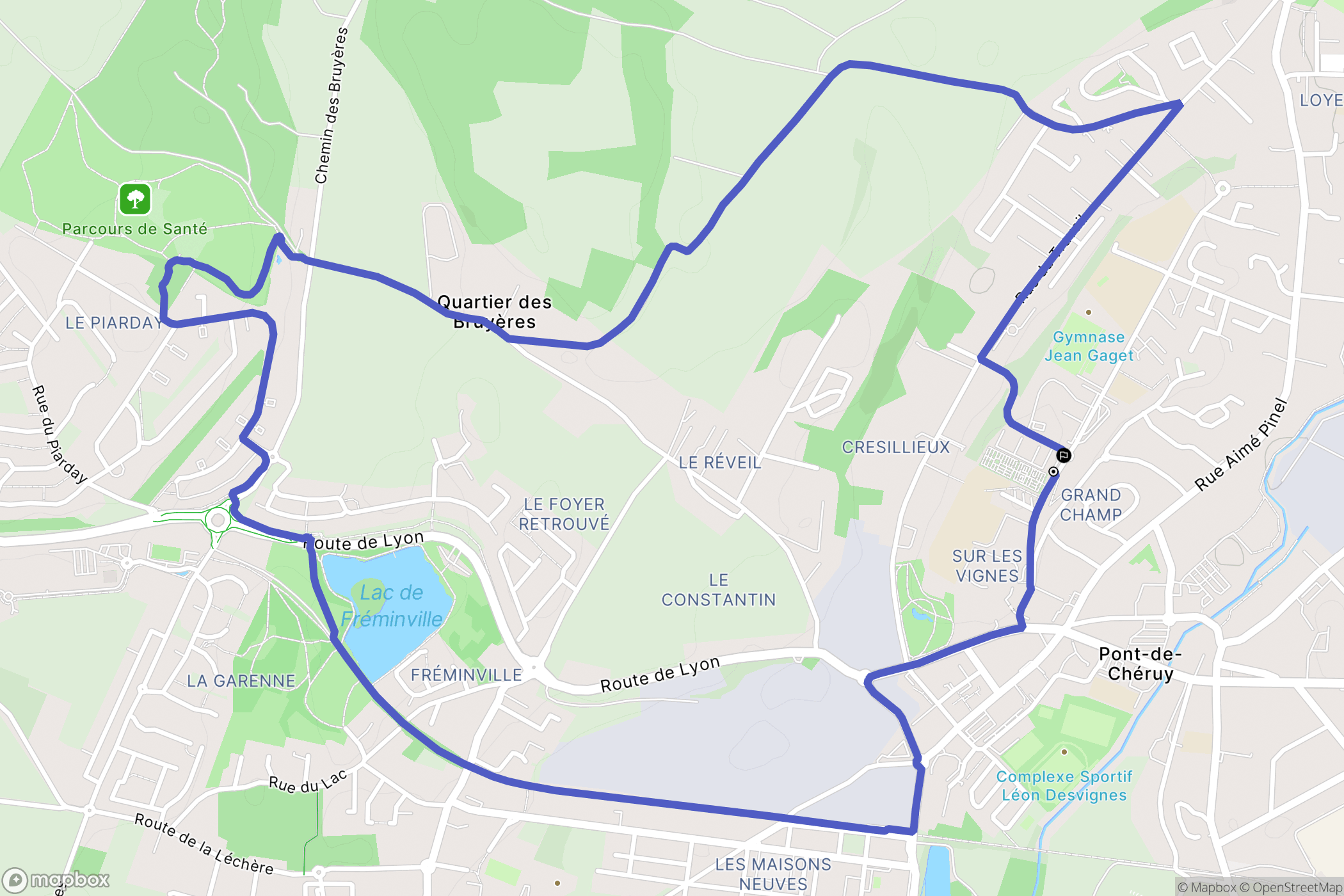 Pont-de-Chéruy : carte du parcours de randonnée - France