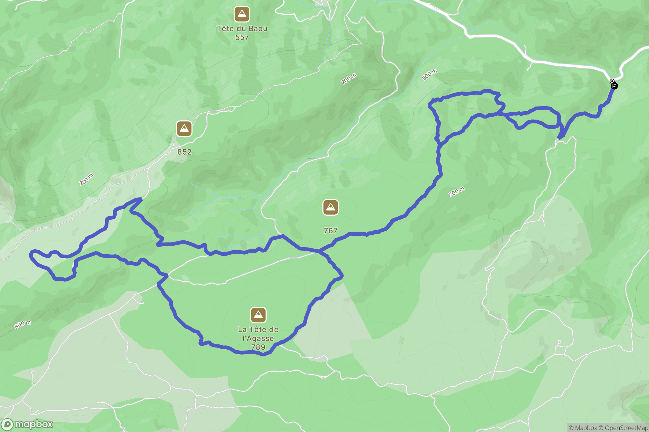La Roquebrussanne : carte du parcours de randonnée - France