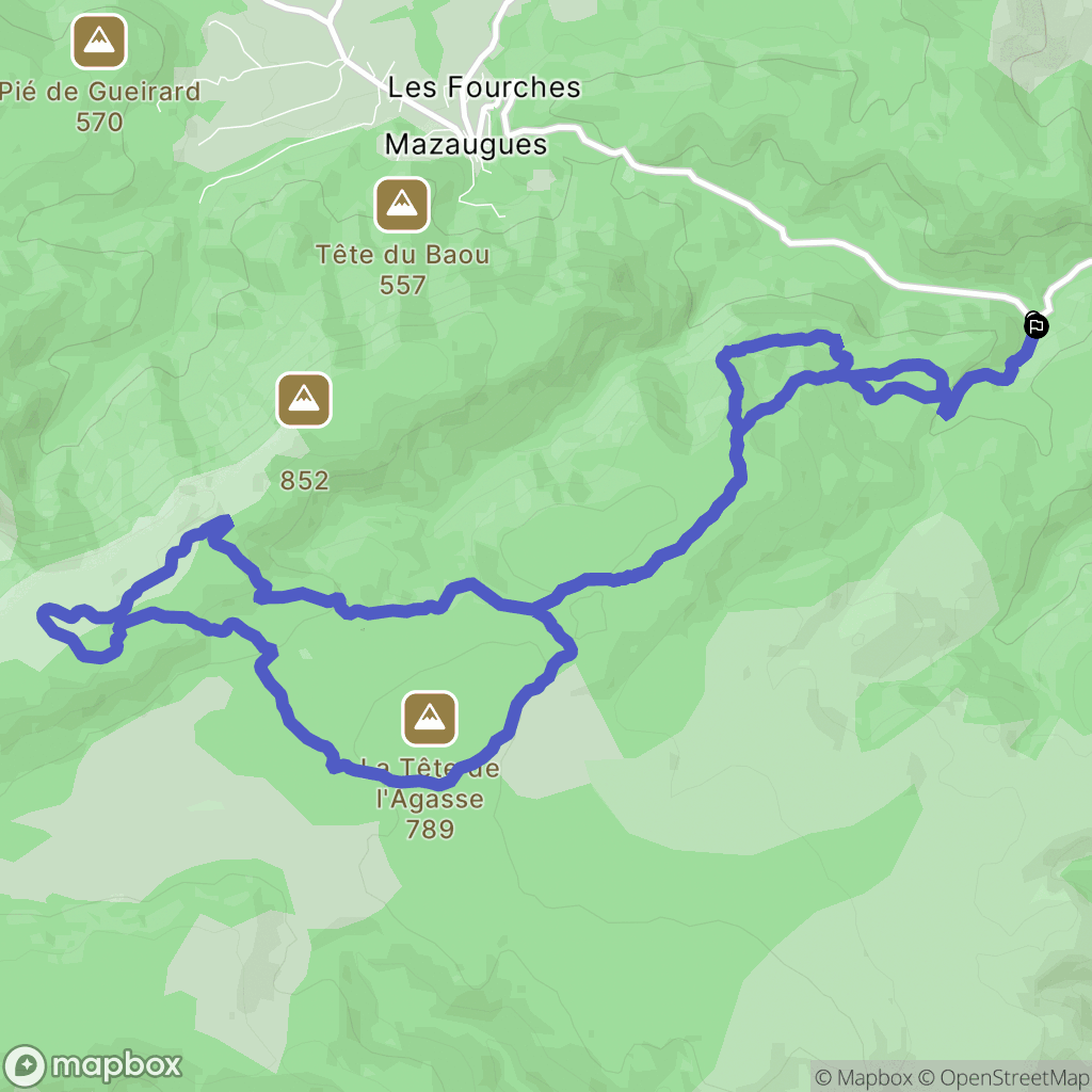 La Roquebrussanne : carte du parcours de randonnée - France