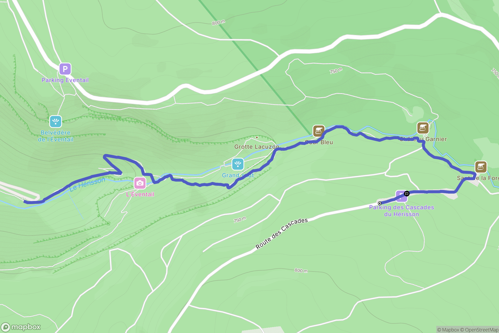 Bonlieu : carte du parcours de randonnée - France