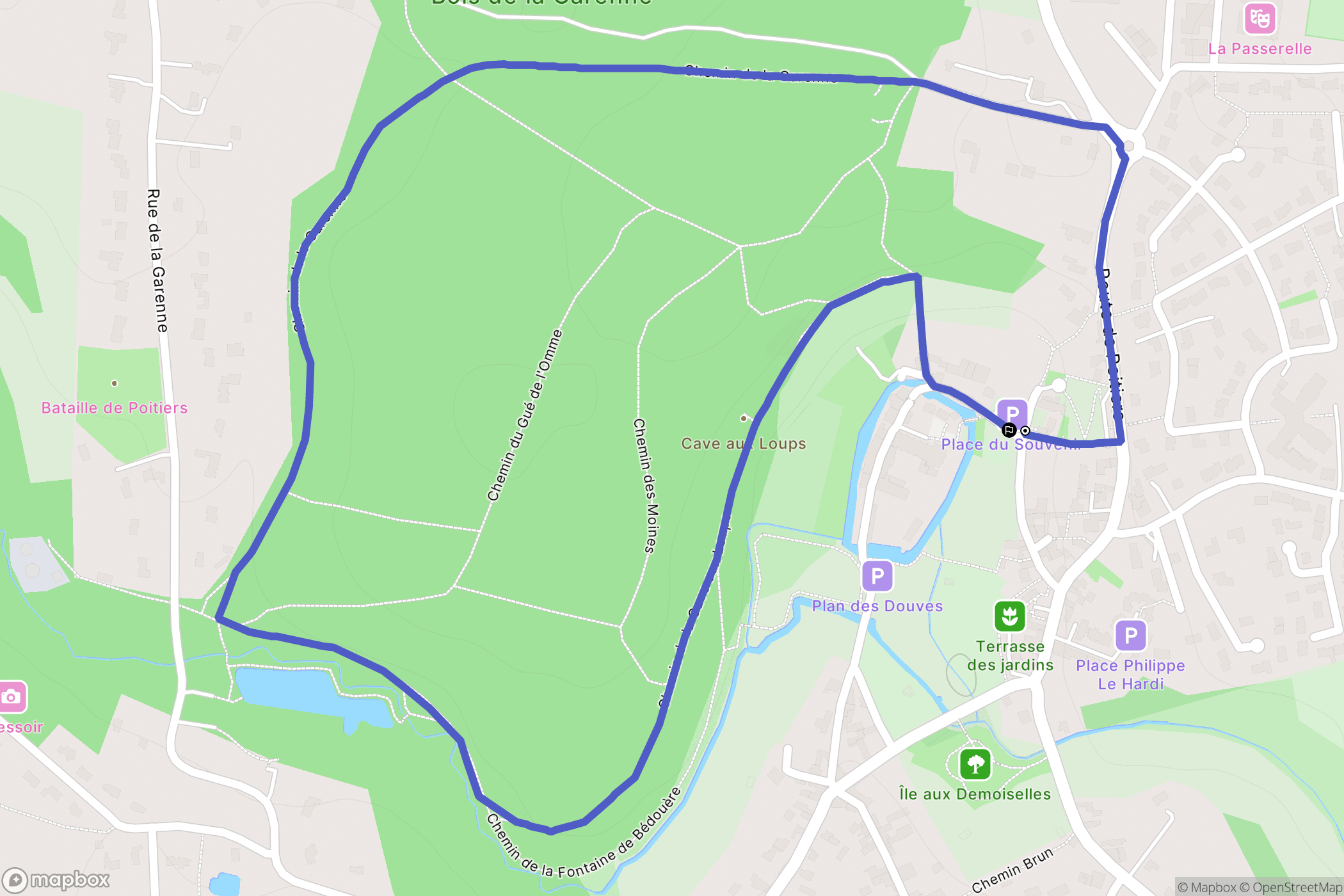 Nouaillé-Maupertuis : carte du parcours de randonnée - France