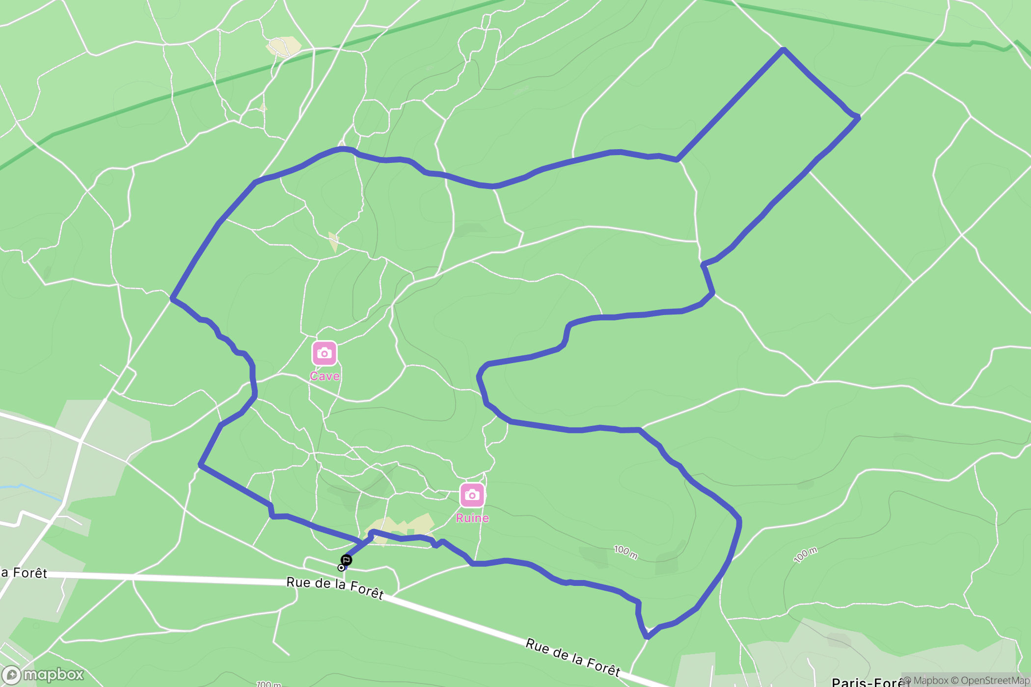 Le Vaudoué : carte du parcours de randonnée - France