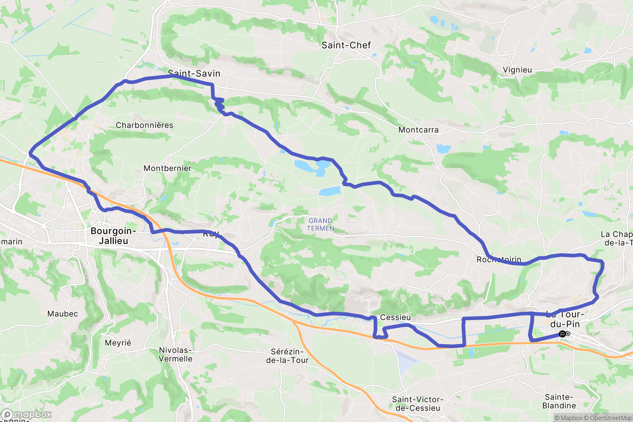 La Tour-du-Pin : carte du parcours de randonnée - France