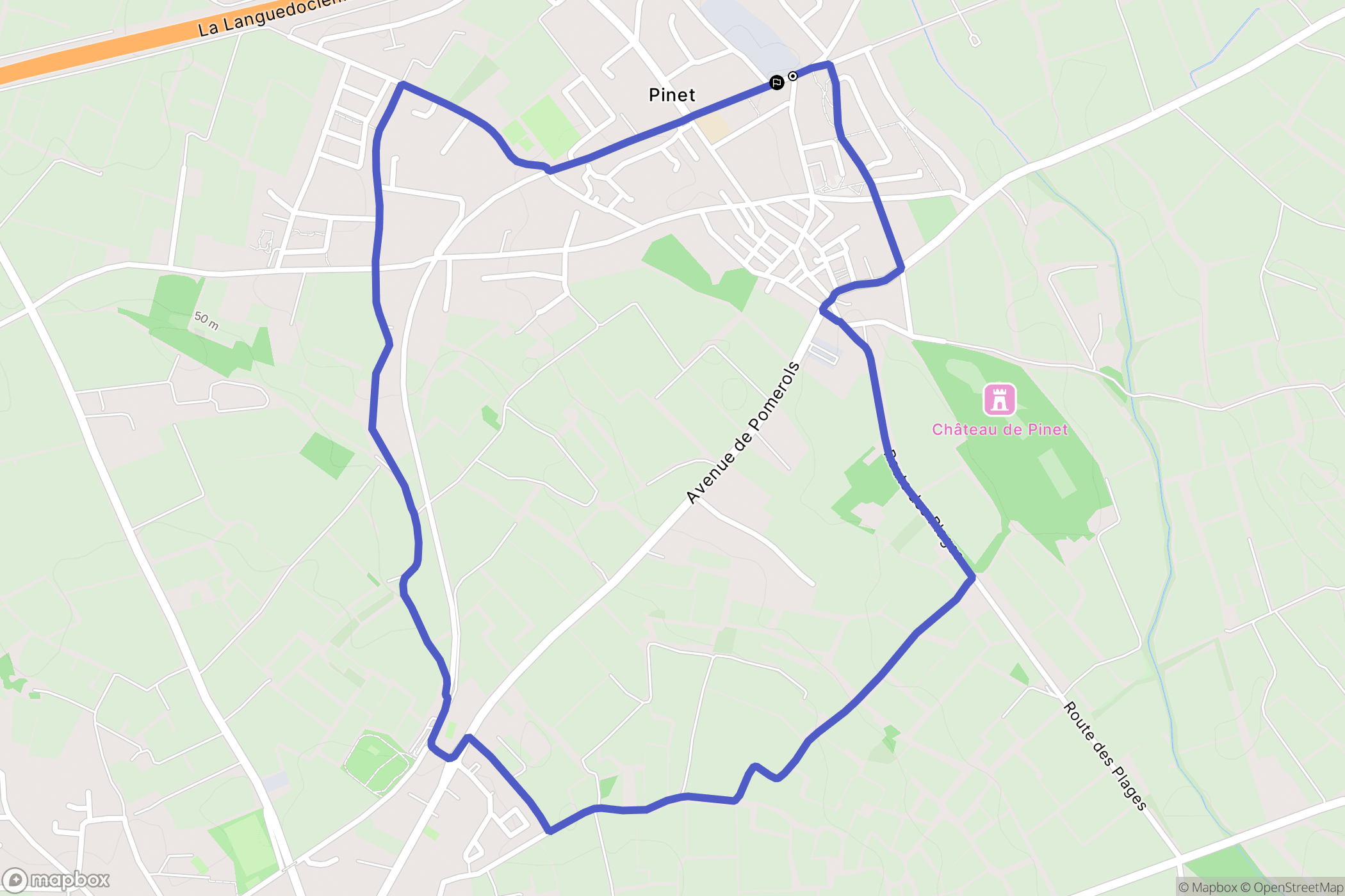 Pinet : carte du parcours de randonnée - France