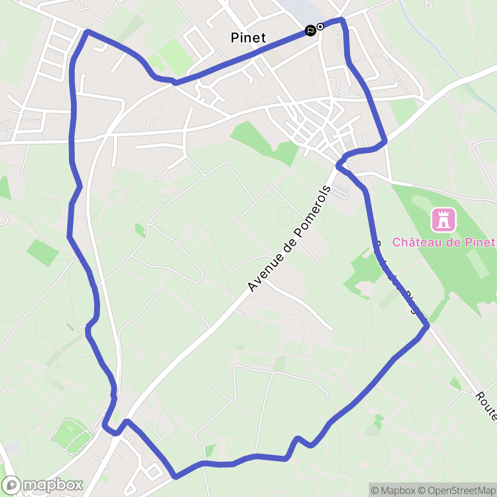 Pinet : carte du parcours de randonnée - France