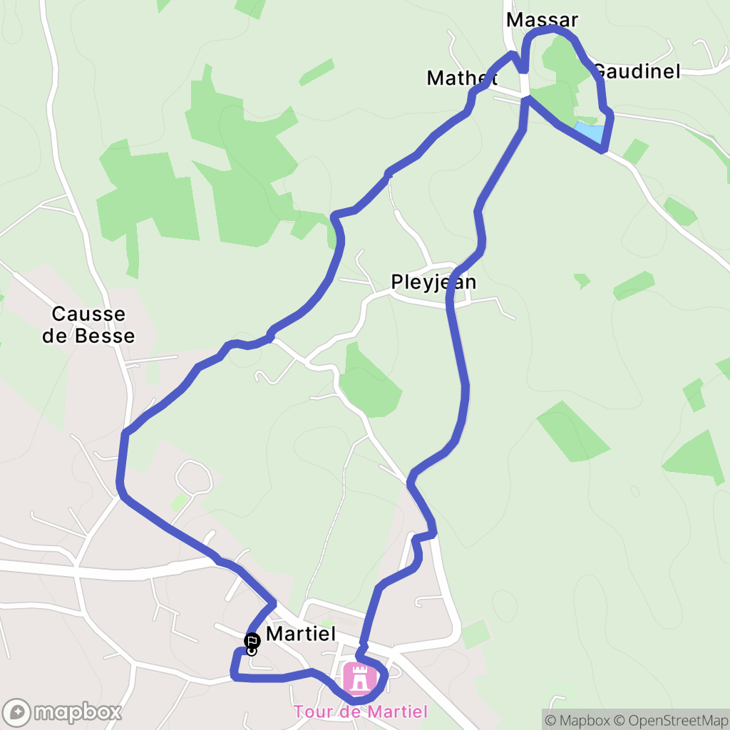 Martiel : carte du parcours de randonnée - France
