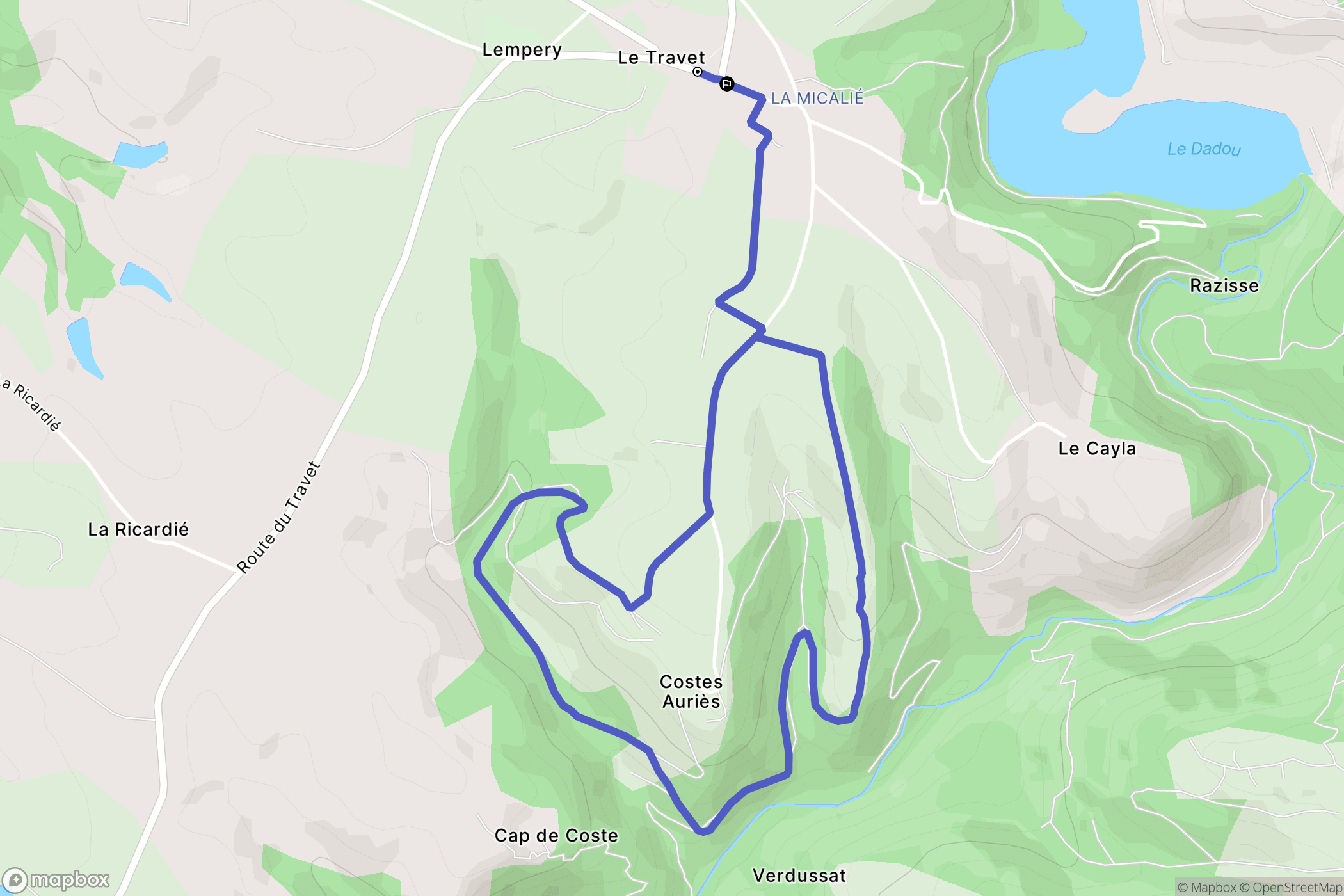Terre-de-Bancalié : carte du parcours de randonnée - France
