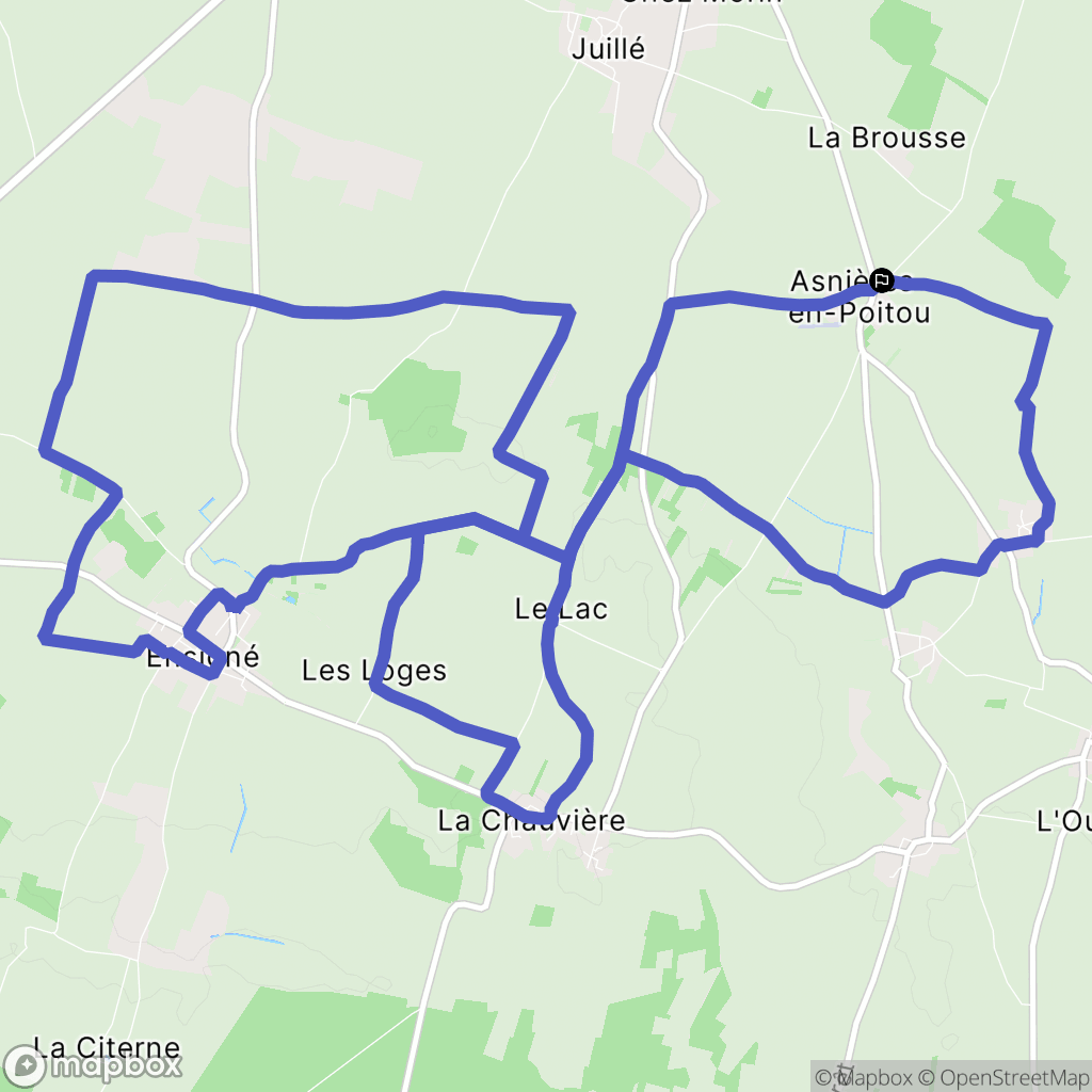 Asnières-en-Poitou : carte du parcours de randonnée - France