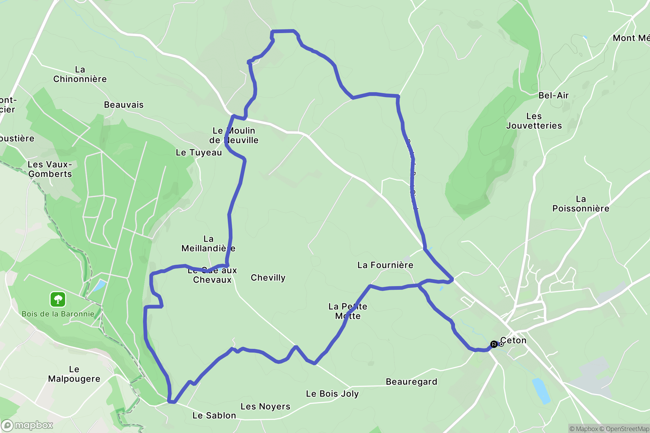Ceton : carte du parcours de randonnée - France
