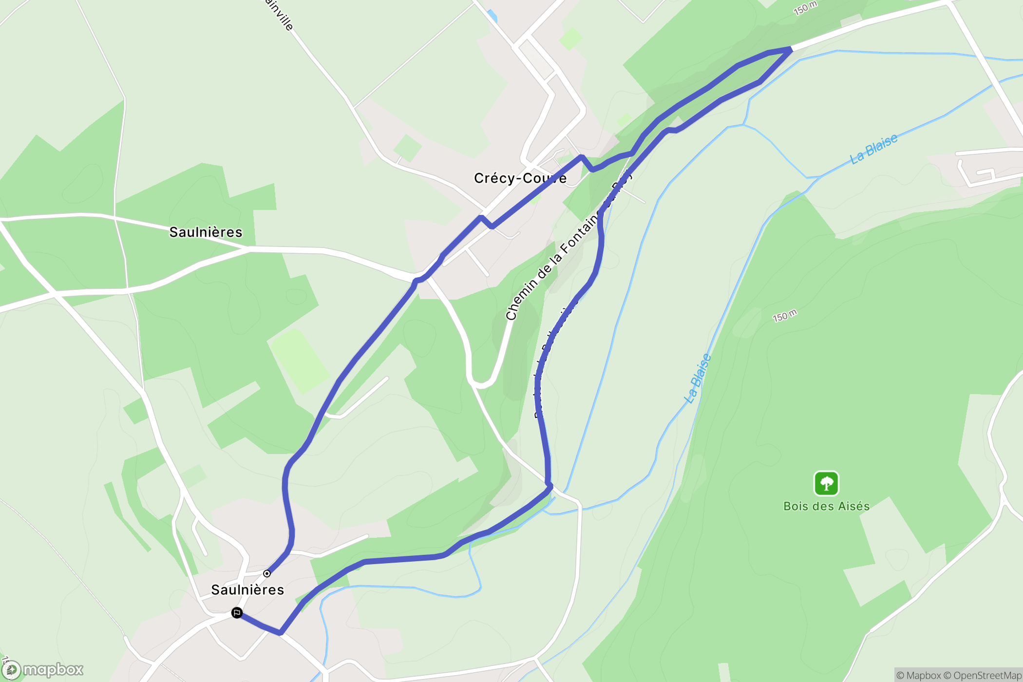 Saulnières : carte du parcours de randonnée - France
