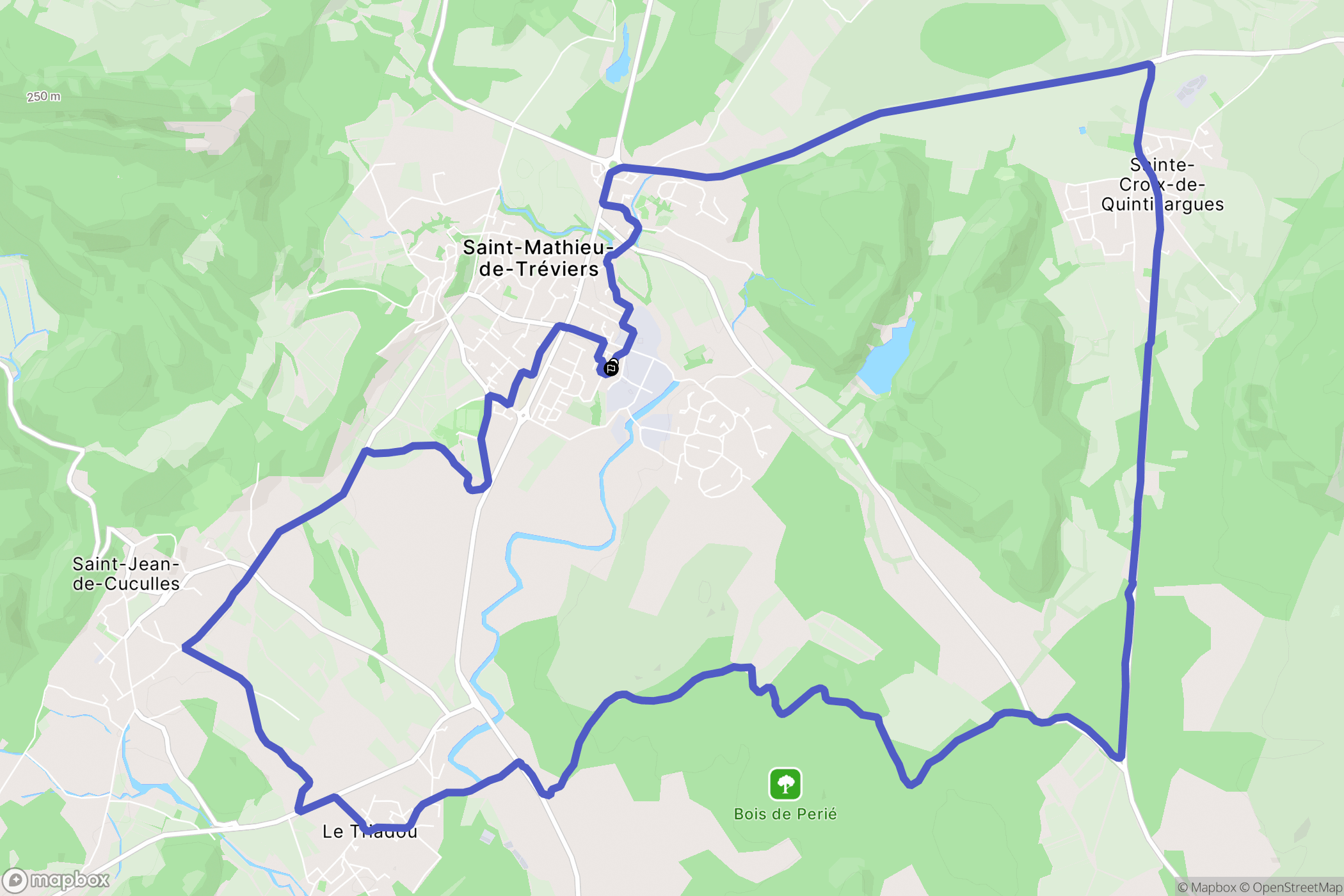 Saint Mathieu de Tréviers : carte du parcours de randonnée - France