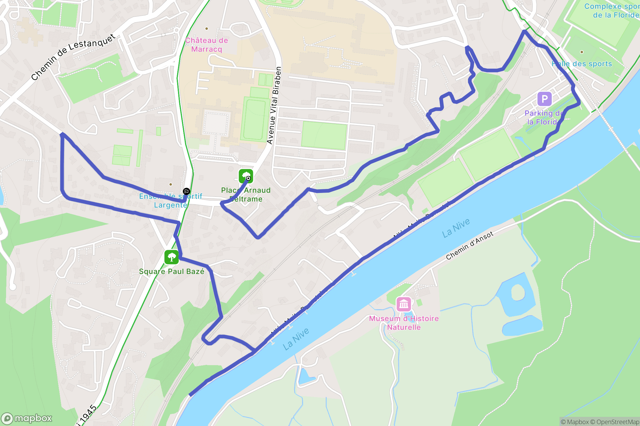 Bayonne : carte du parcours de randonnée - France