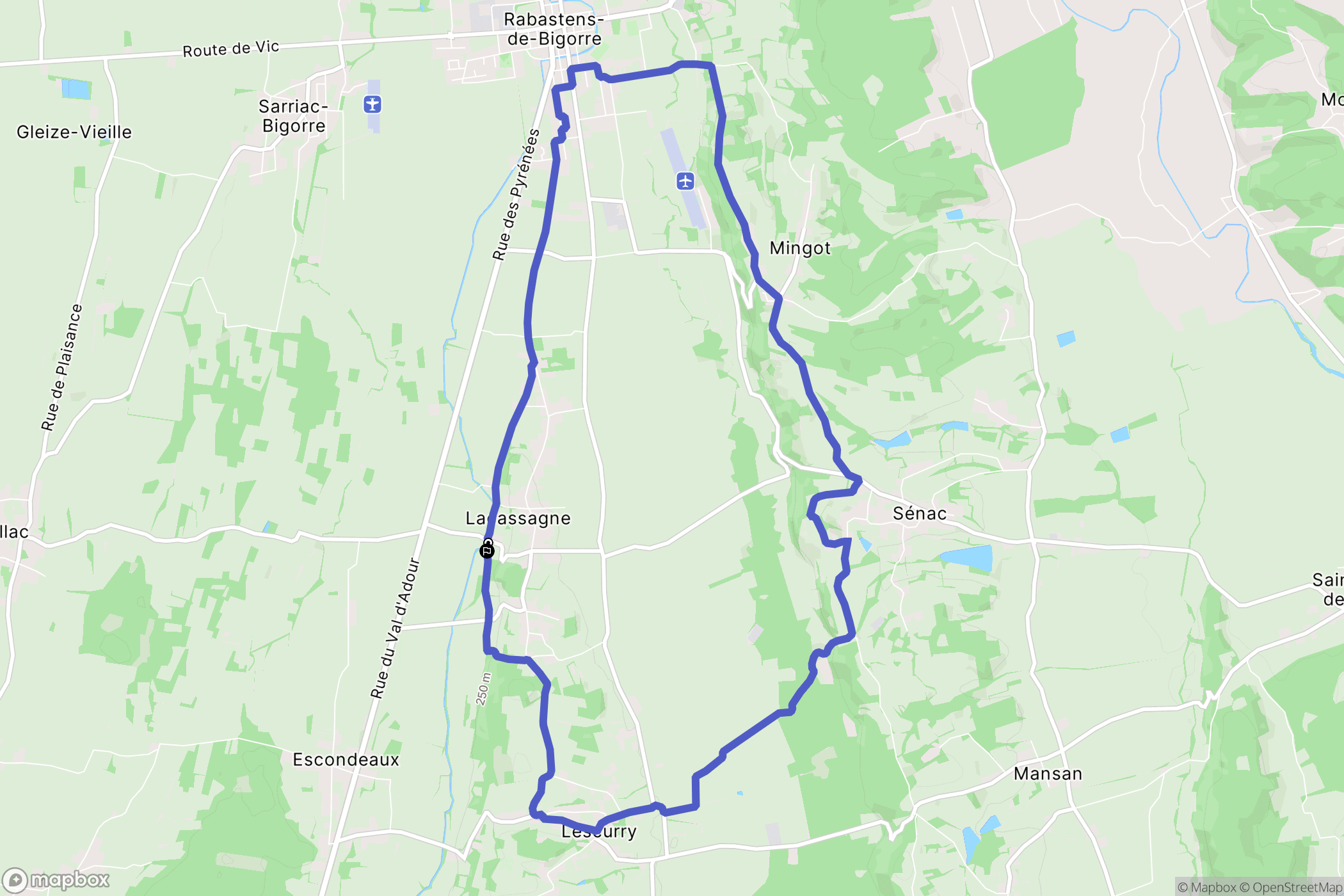 Lacassagne : carte du parcours de randonnée - France