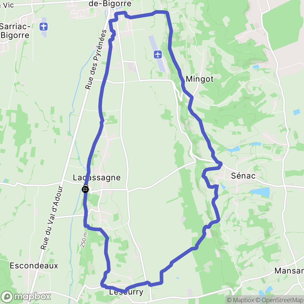 Lacassagne : carte du parcours de randonnée - France