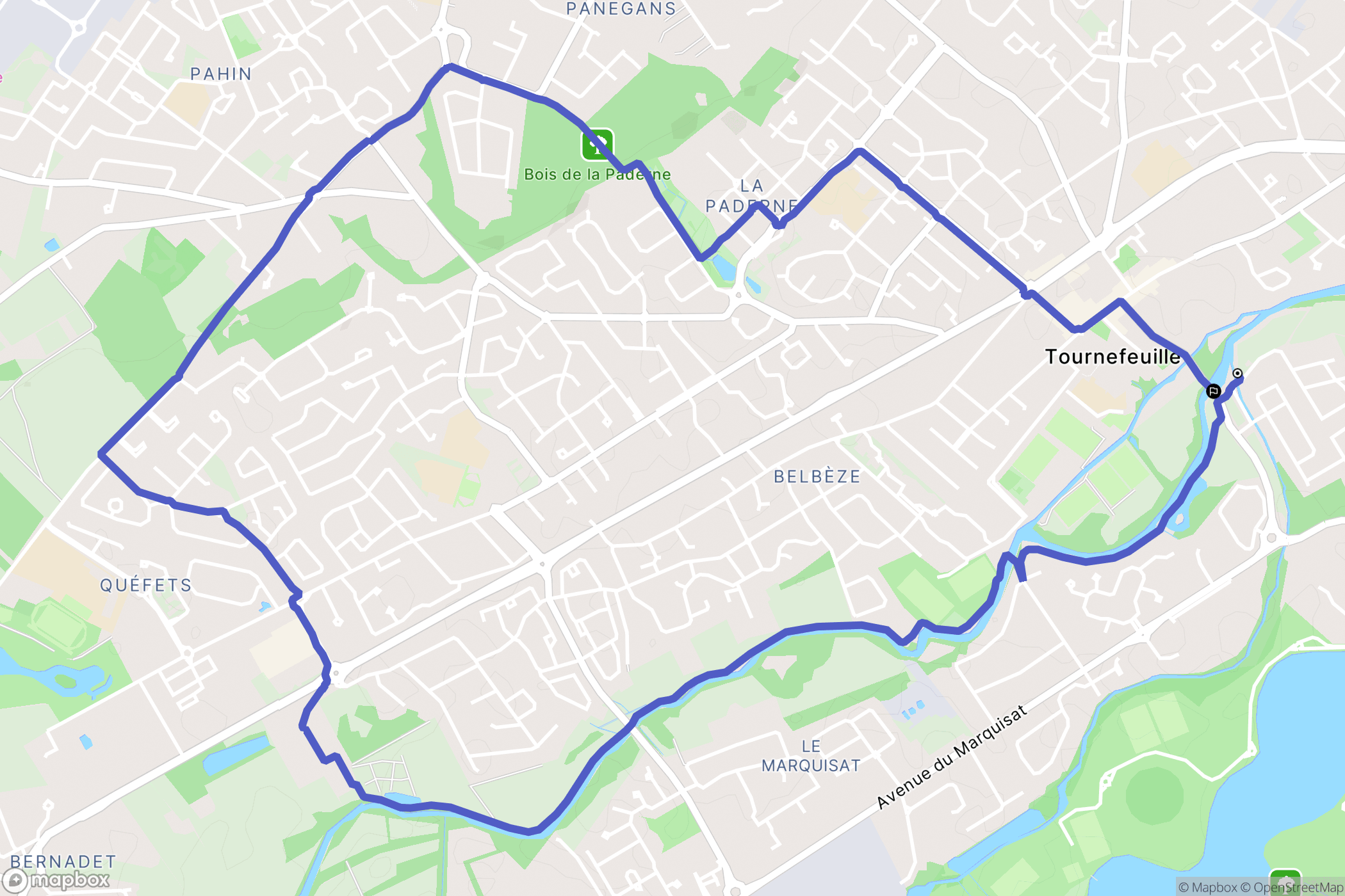 Tournefeuille : carte du parcours de randonnée - France