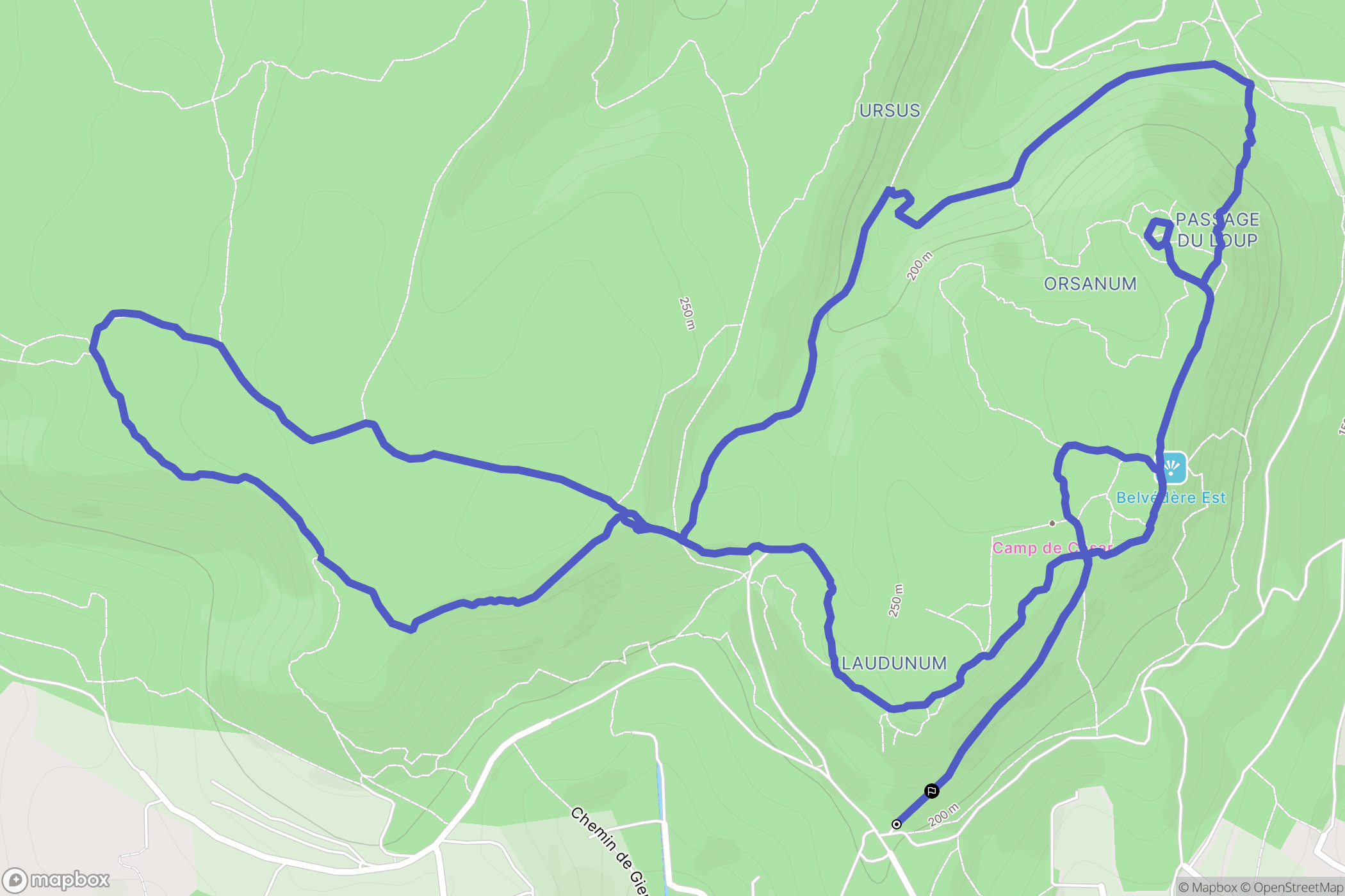 Laudun-l'Ardoise : carte du parcours de randonnée - France