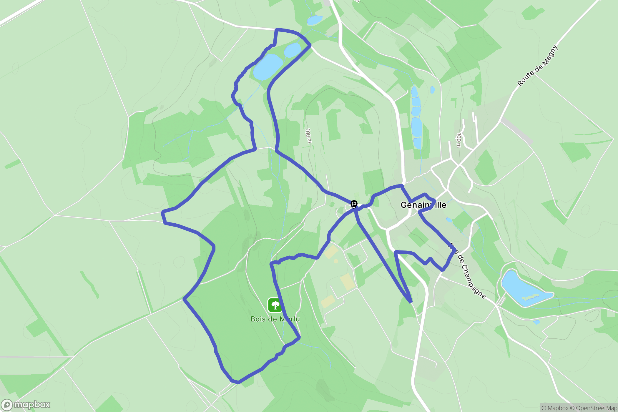 Genainville : carte du parcours de randonnée - France