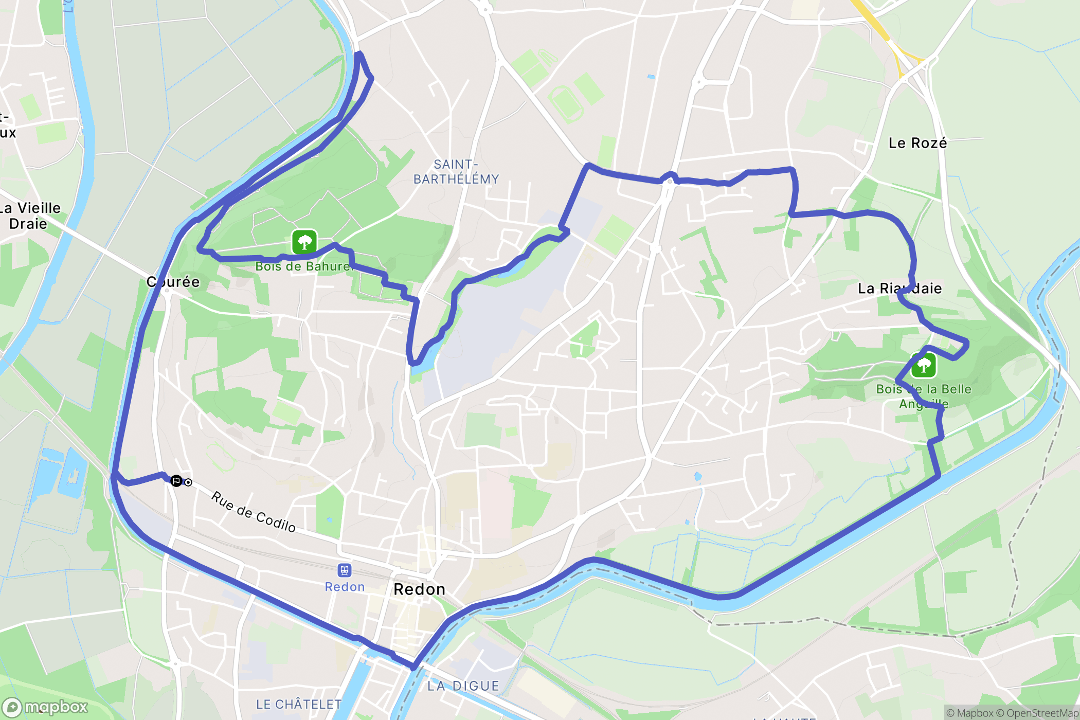Redon : carte du parcours de randonnée - France