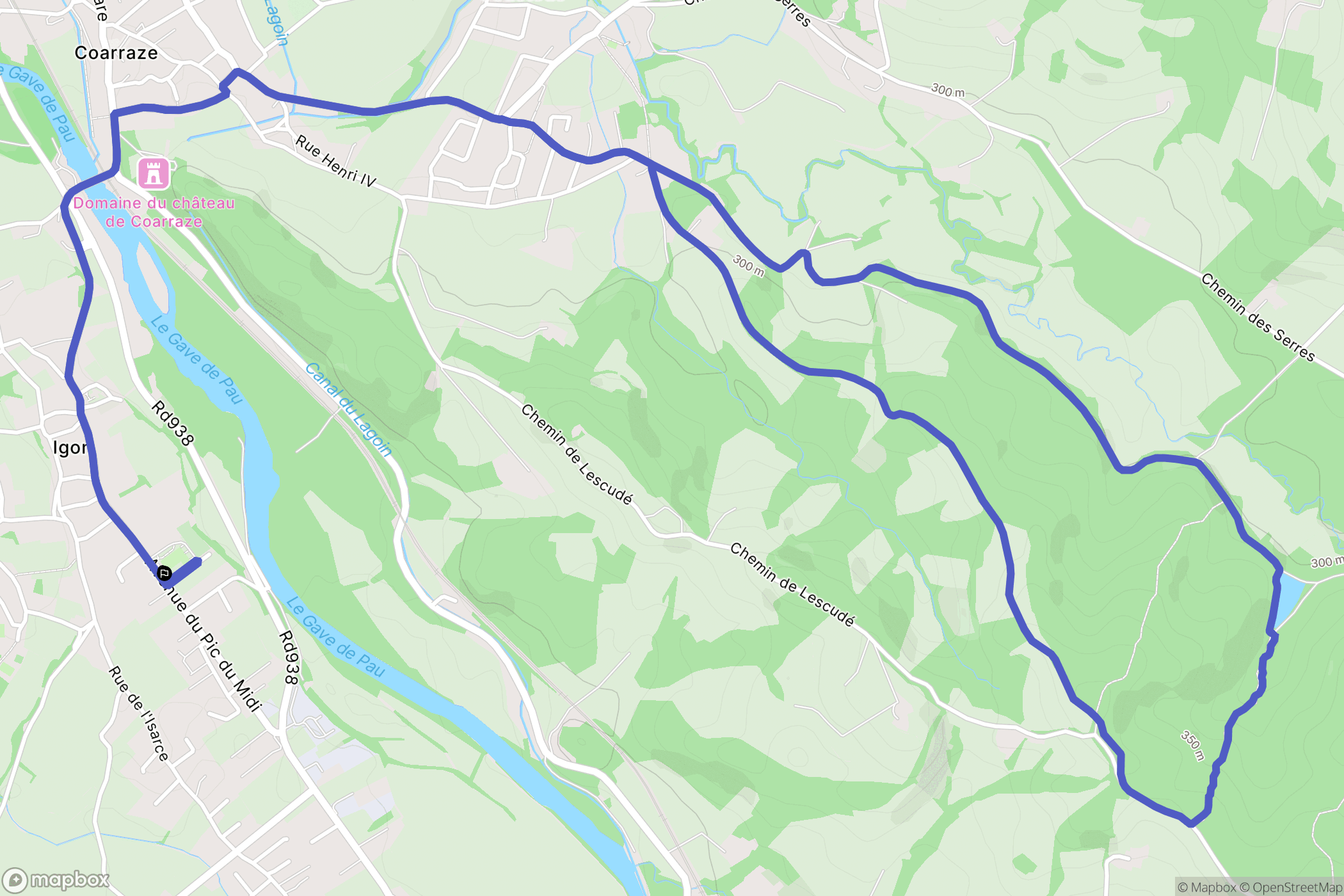 Igon : carte du parcours de randonnée - France