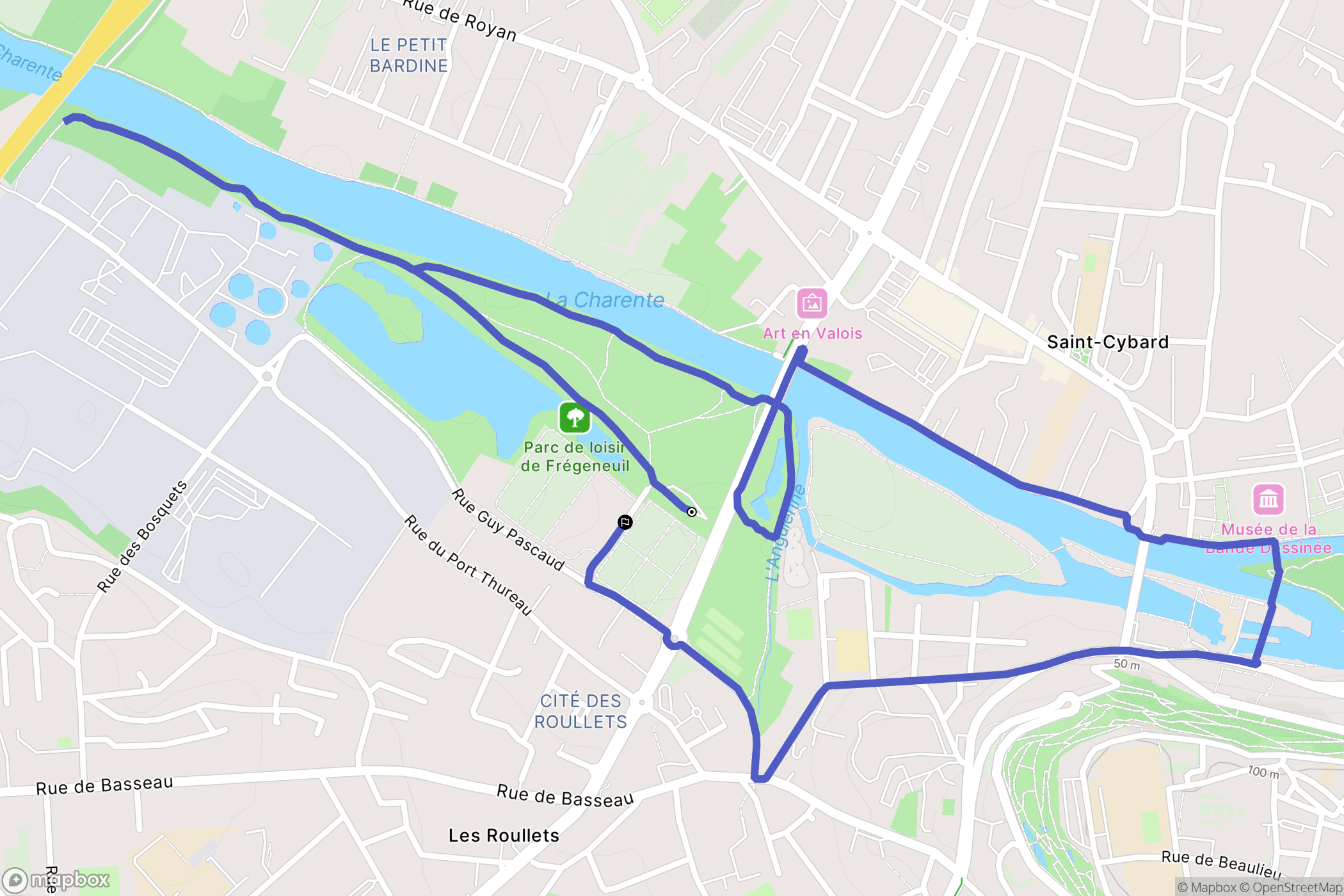 Angoulême : carte du parcours de randonnée - France