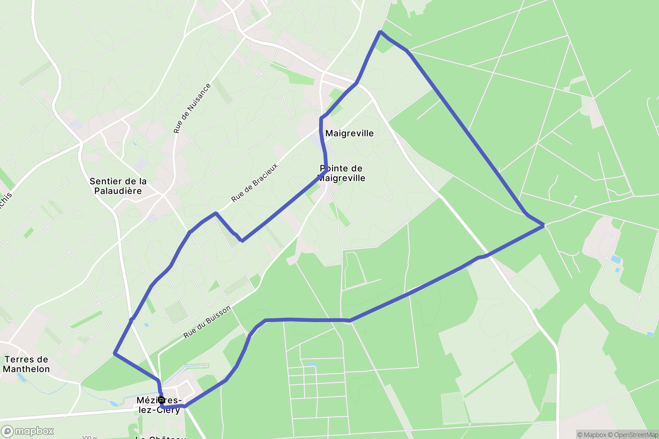 Mézières-lez Cléry : carte du parcours de randonnée - France