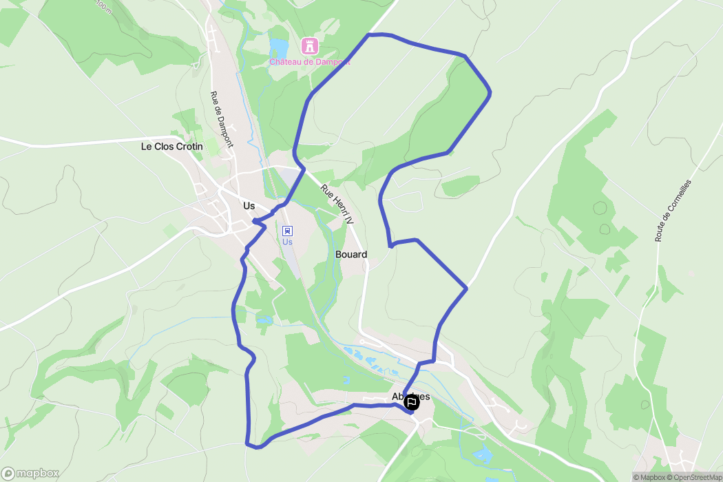 Ableiges : carte du parcours de randonnée - France
