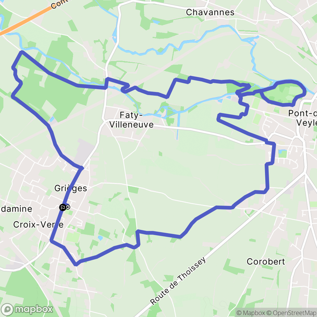 Grièges : carte du parcours de randonnée - France