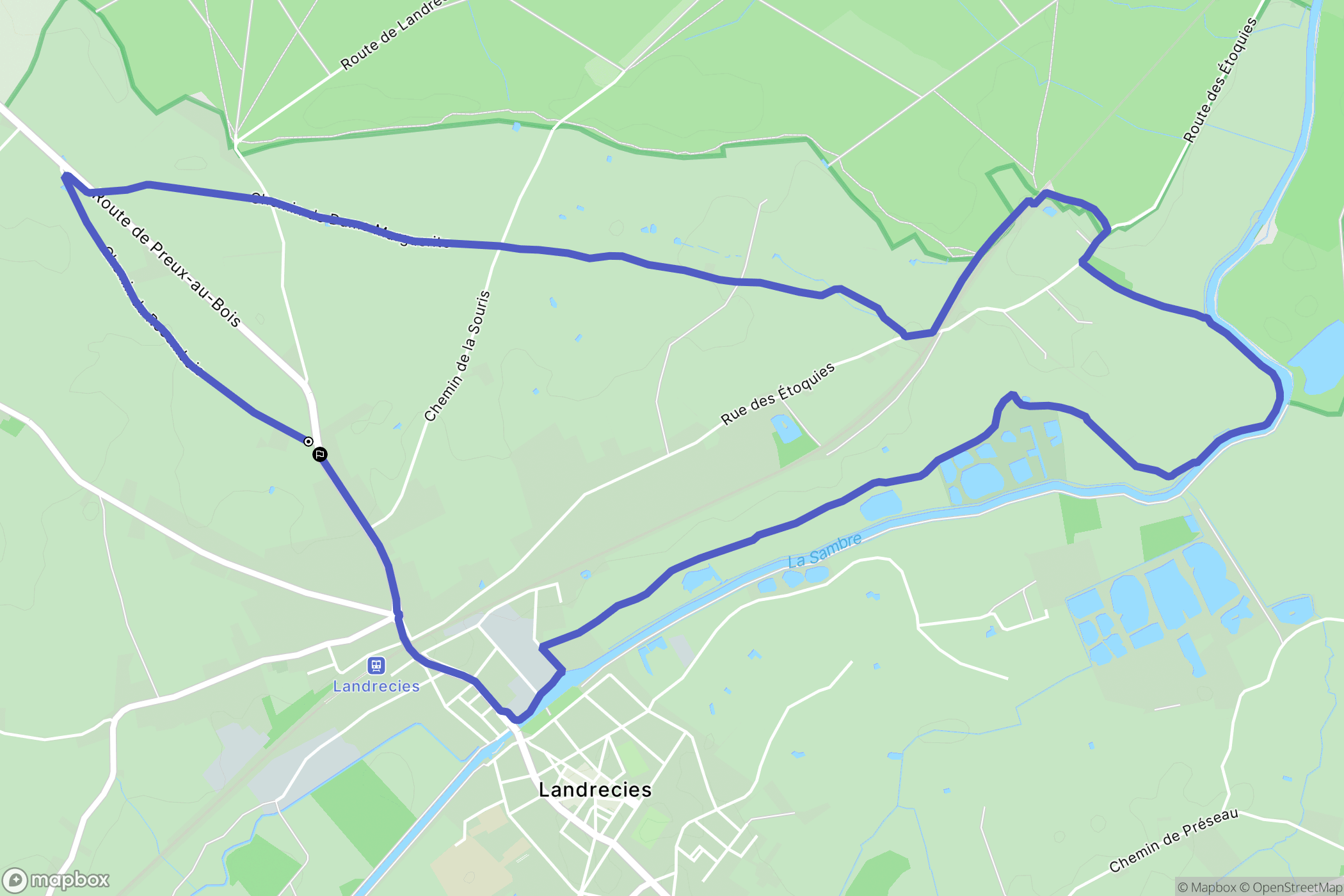 Landrecies : carte du parcours de randonnée - France