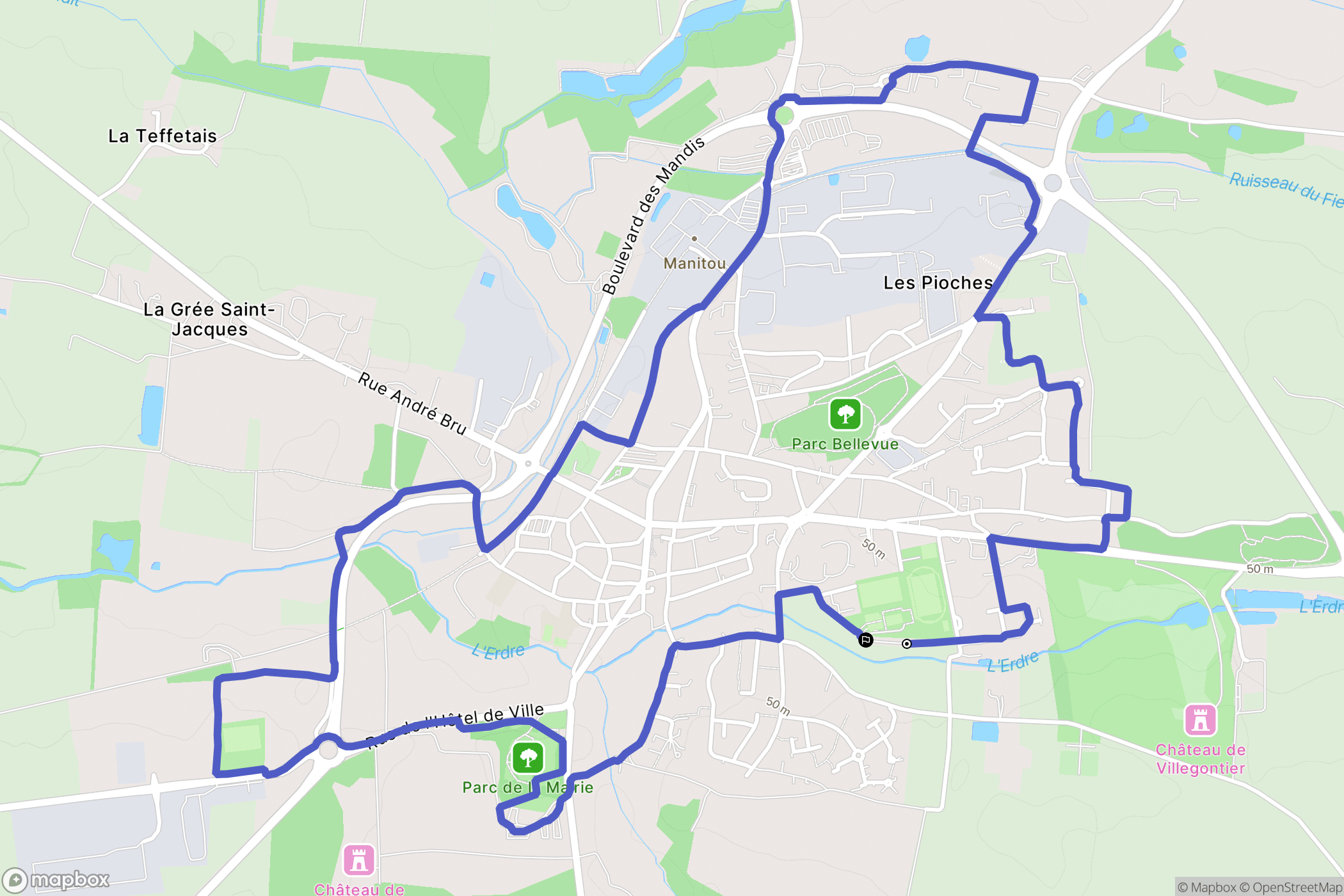 Candé : carte du parcours de randonnée - France