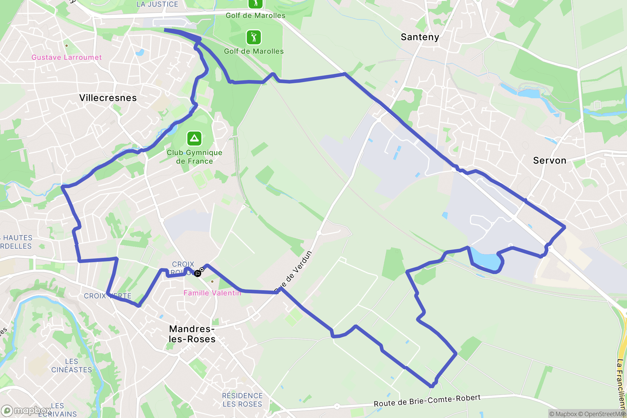 Mandres-les-Roses : carte du parcours de randonnée - France