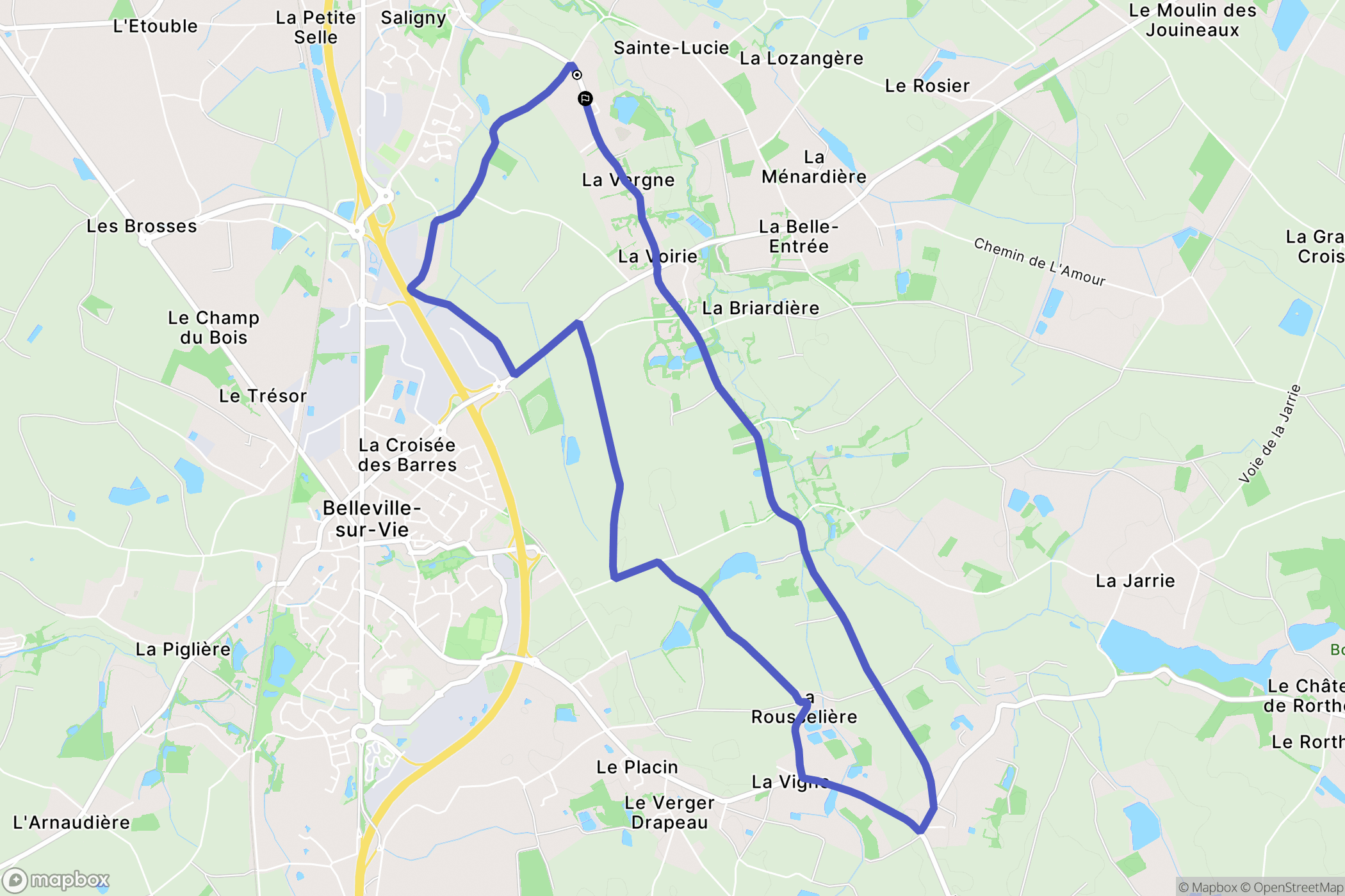 Bellevigny : carte du parcours de randonnée - France