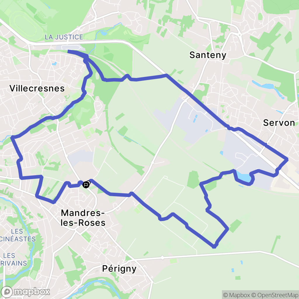 Mandres-les-Roses : carte du parcours de randonnée - France