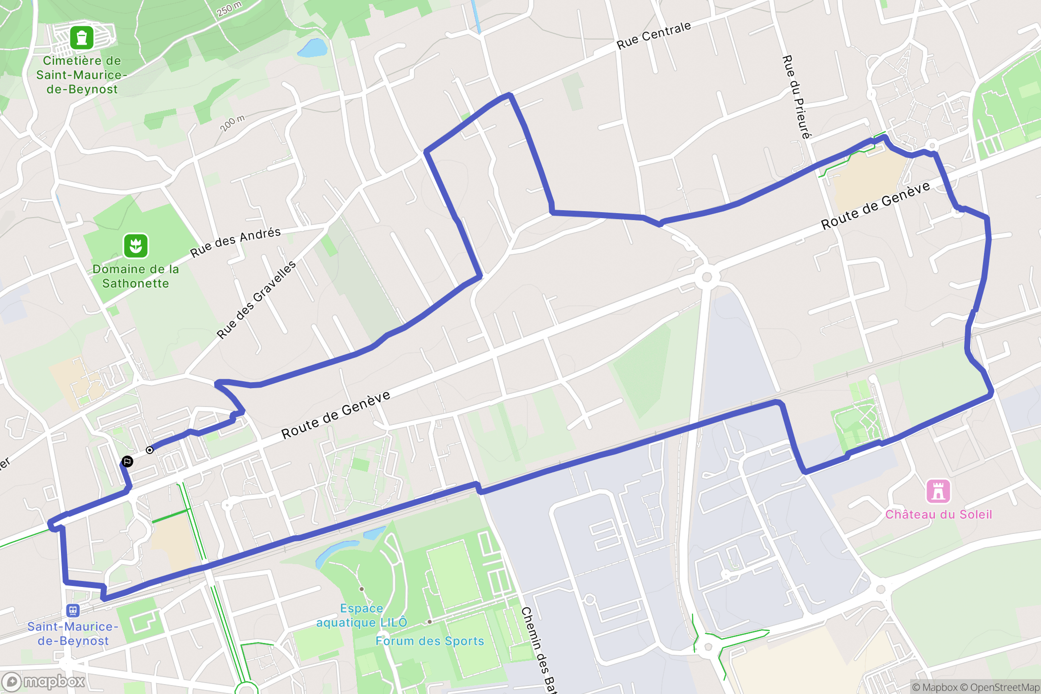 Saint-Maurice-de-Beynost : carte du parcours de randonnée - France