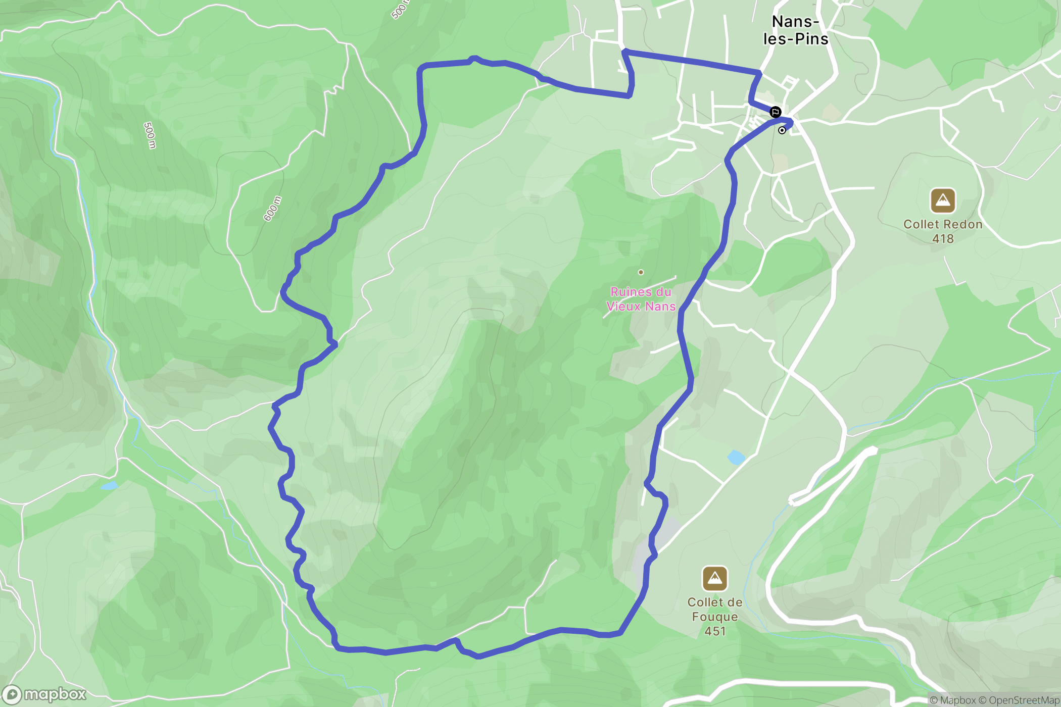 Nans-les-Pins : carte du parcours de randonnée - France