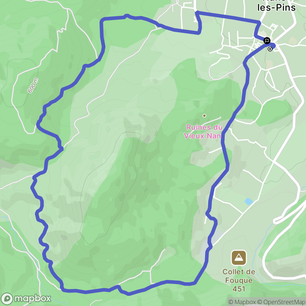 Nans-les-Pins : carte du parcours de randonnée - France