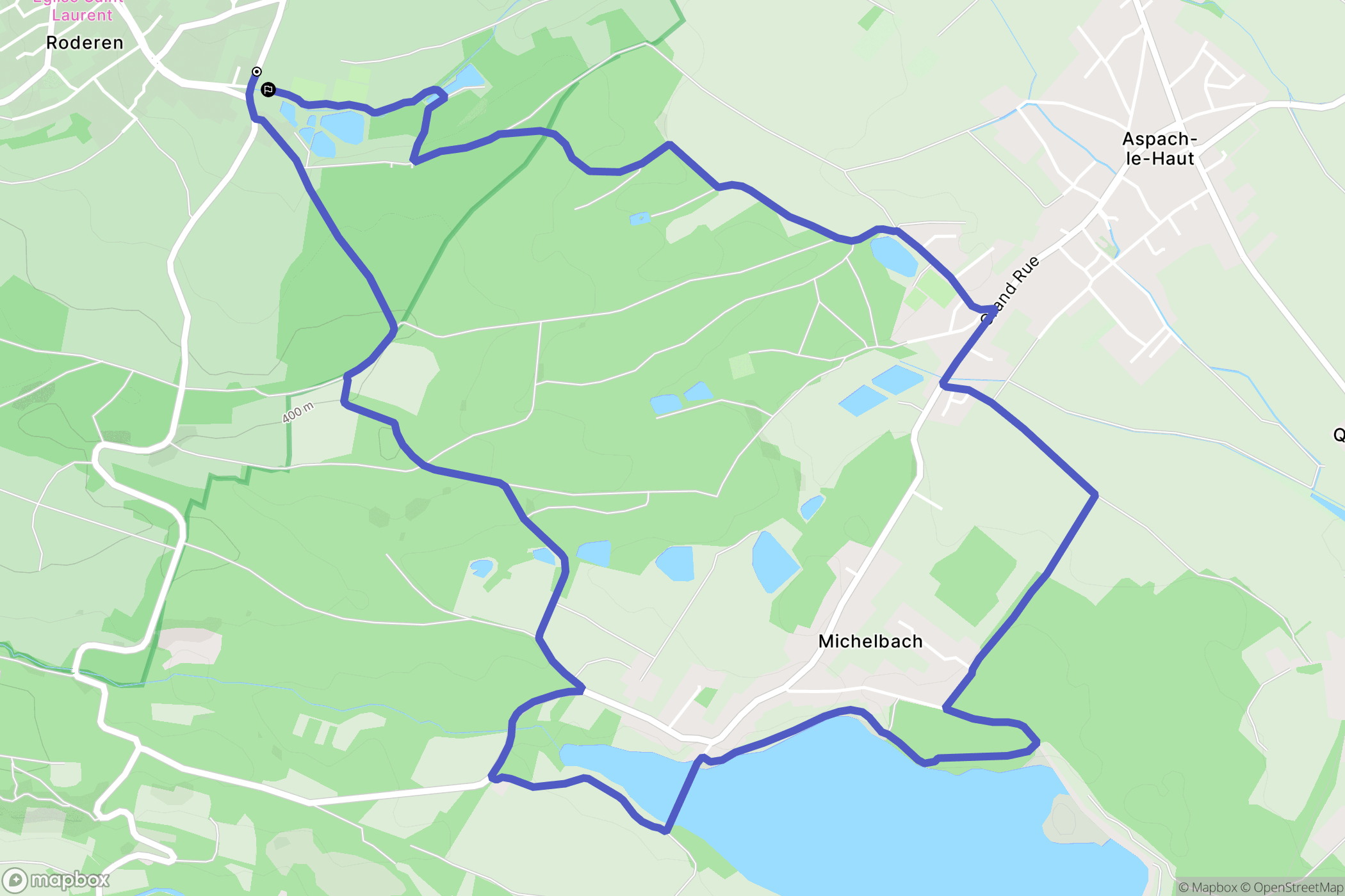 Roderen : carte du parcours de randonnée - France