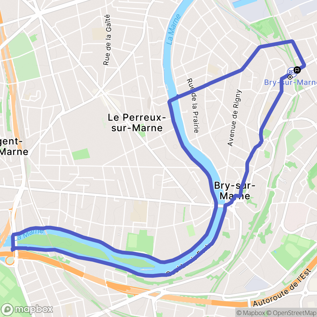 Bry-sur-Marne : carte du parcours de randonnée - France