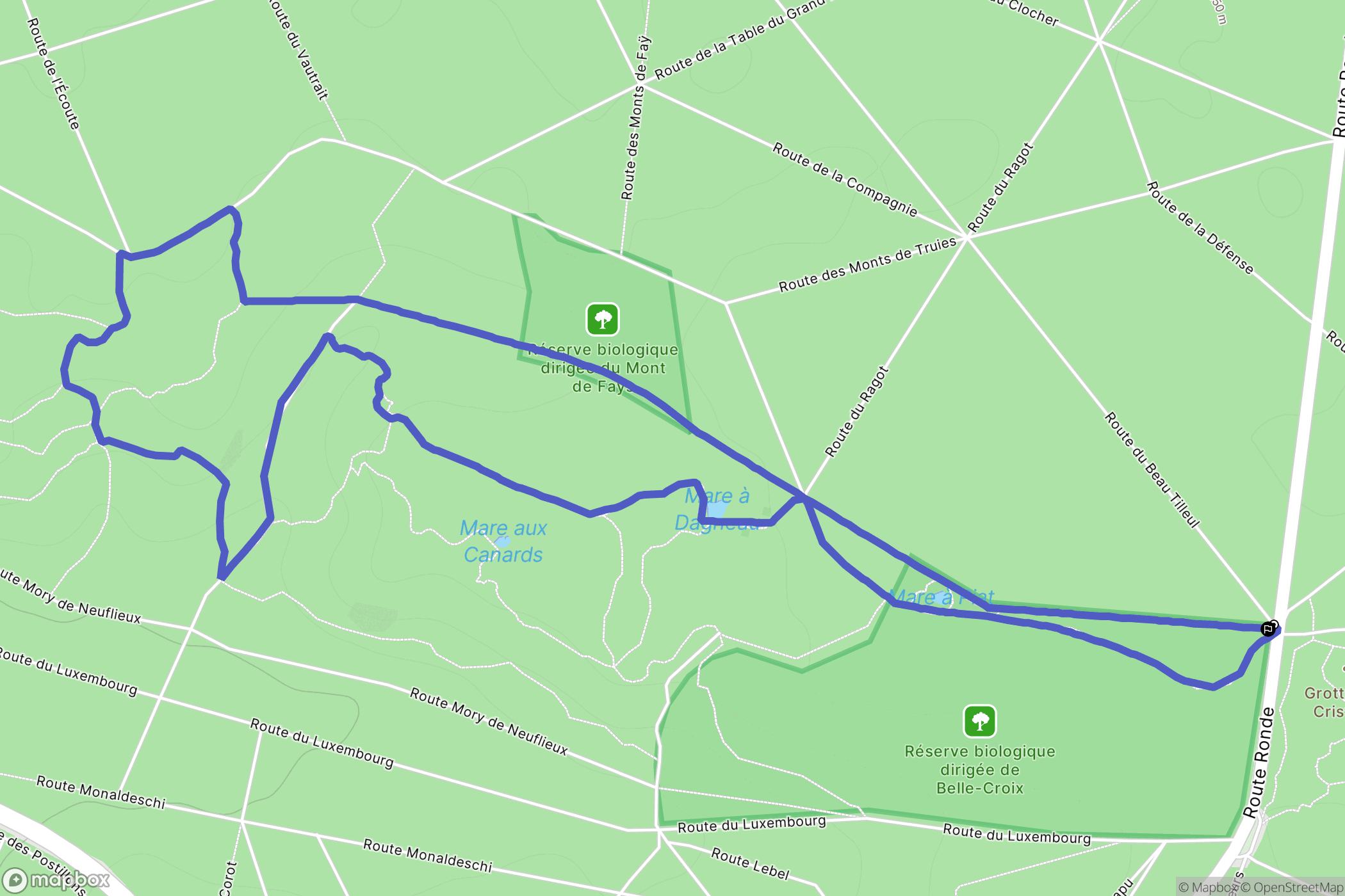 Fontainebleau : carte du parcours de randonnée - France