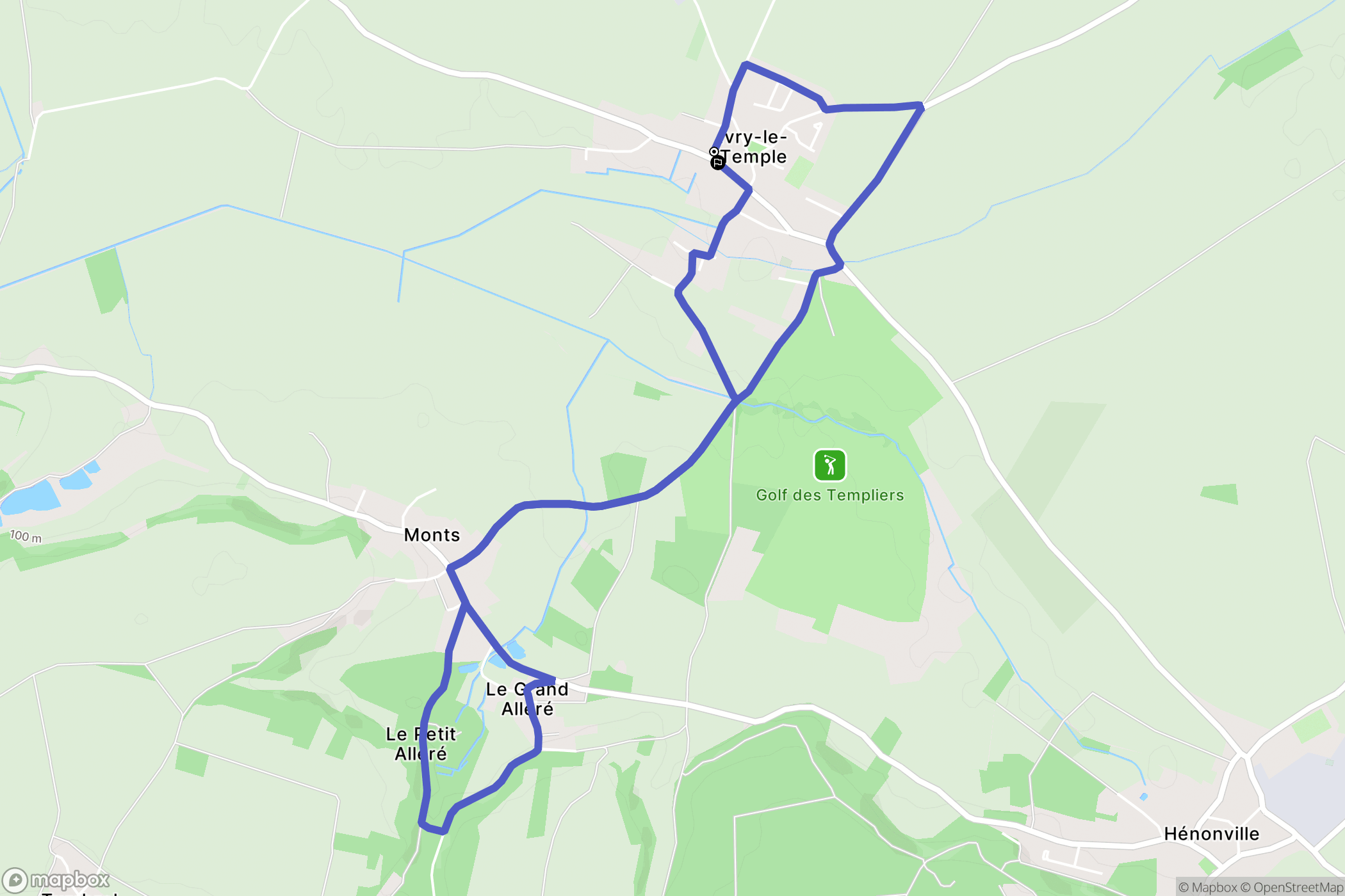 Ivry-le-Temple : carte du parcours de randonnée - France