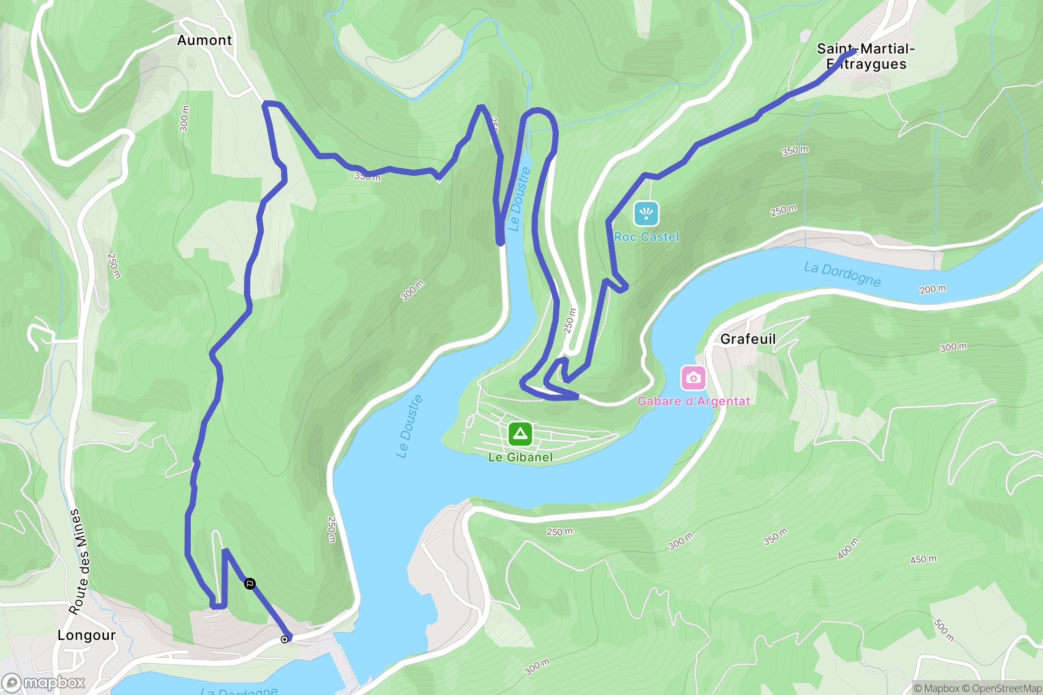Argentat-sur-Dordogne : carte du parcours de randonnée - France