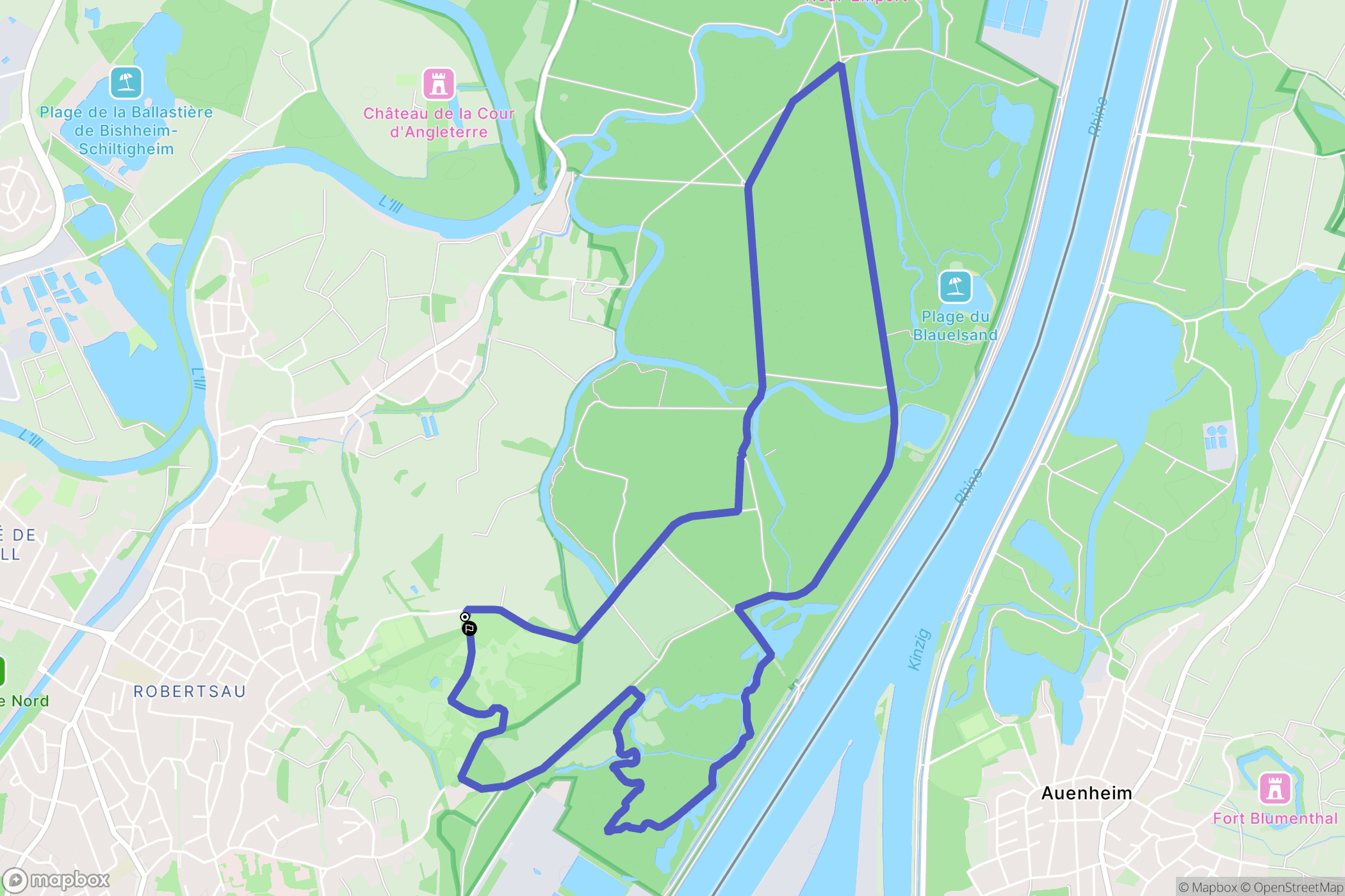 Robertsau : carte du parcours de randonnée - France