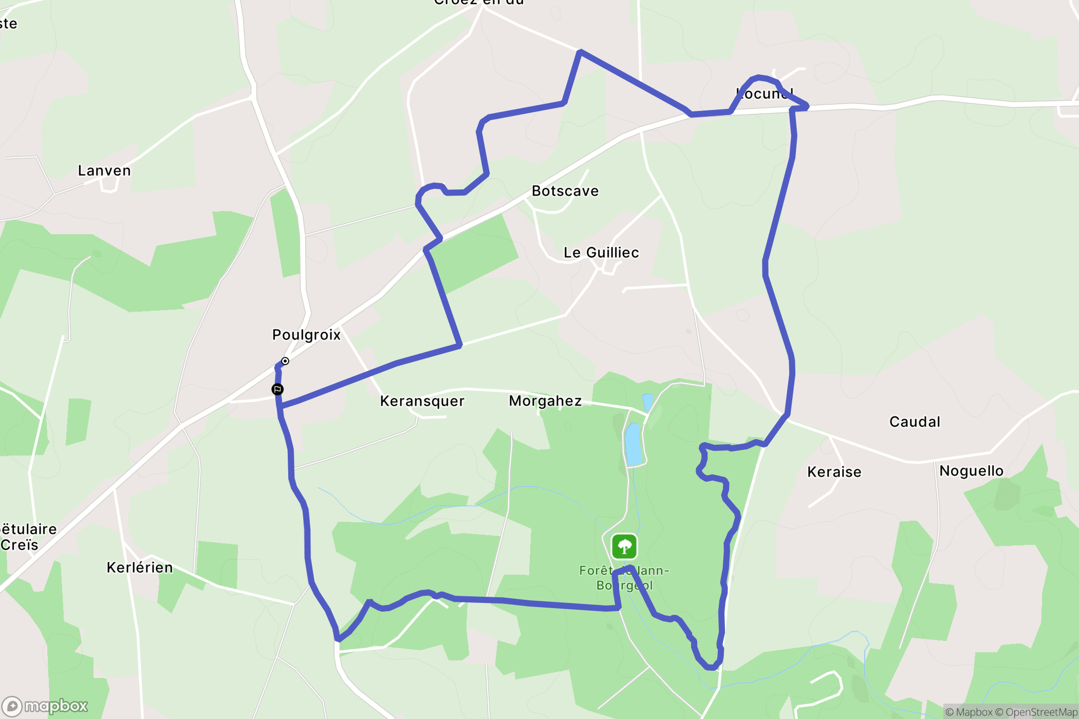 Inguiniel : carte du parcours de randonnée - France