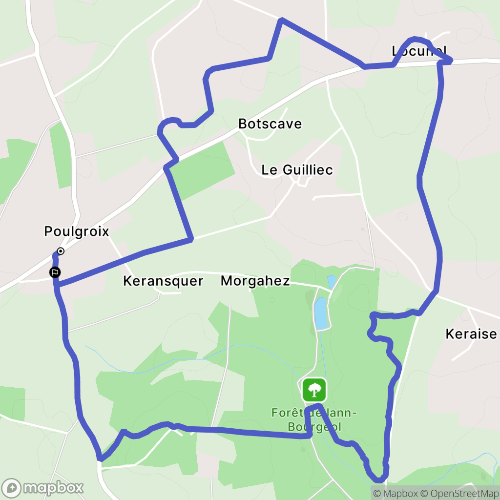 Inguiniel : carte du parcours de randonnée - France